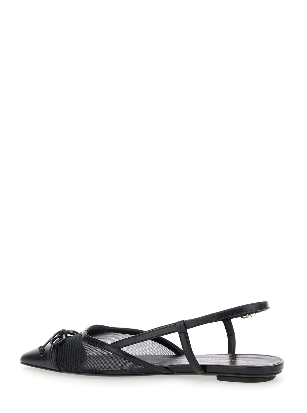 Stuart Weitzman Black Slingback Ballerinas With Pointed Design In Black