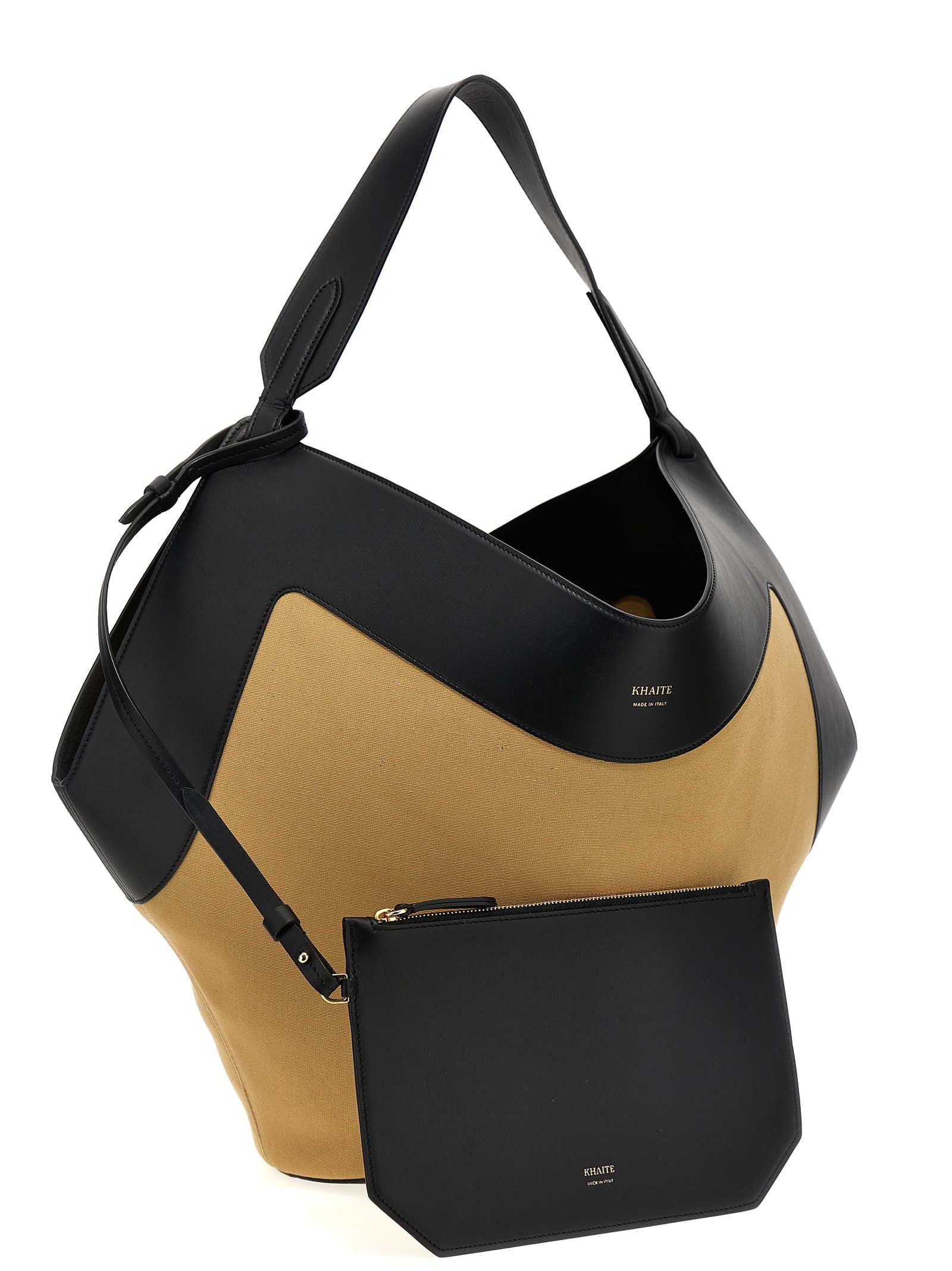 Shop Khaite Medium Lotus Tote Shopping Bag In Black / Honey