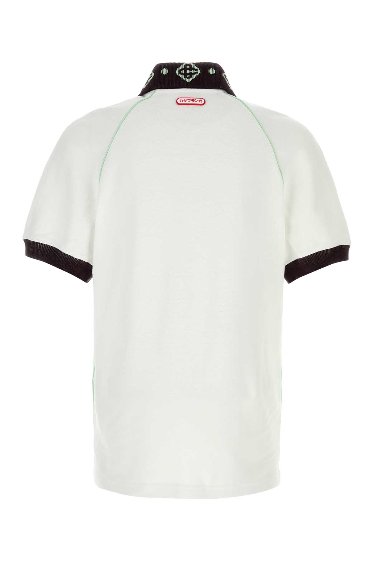 Casablanca Piquet Polo Shirt With Short Sleeves And Ribbed Cuffs In White
