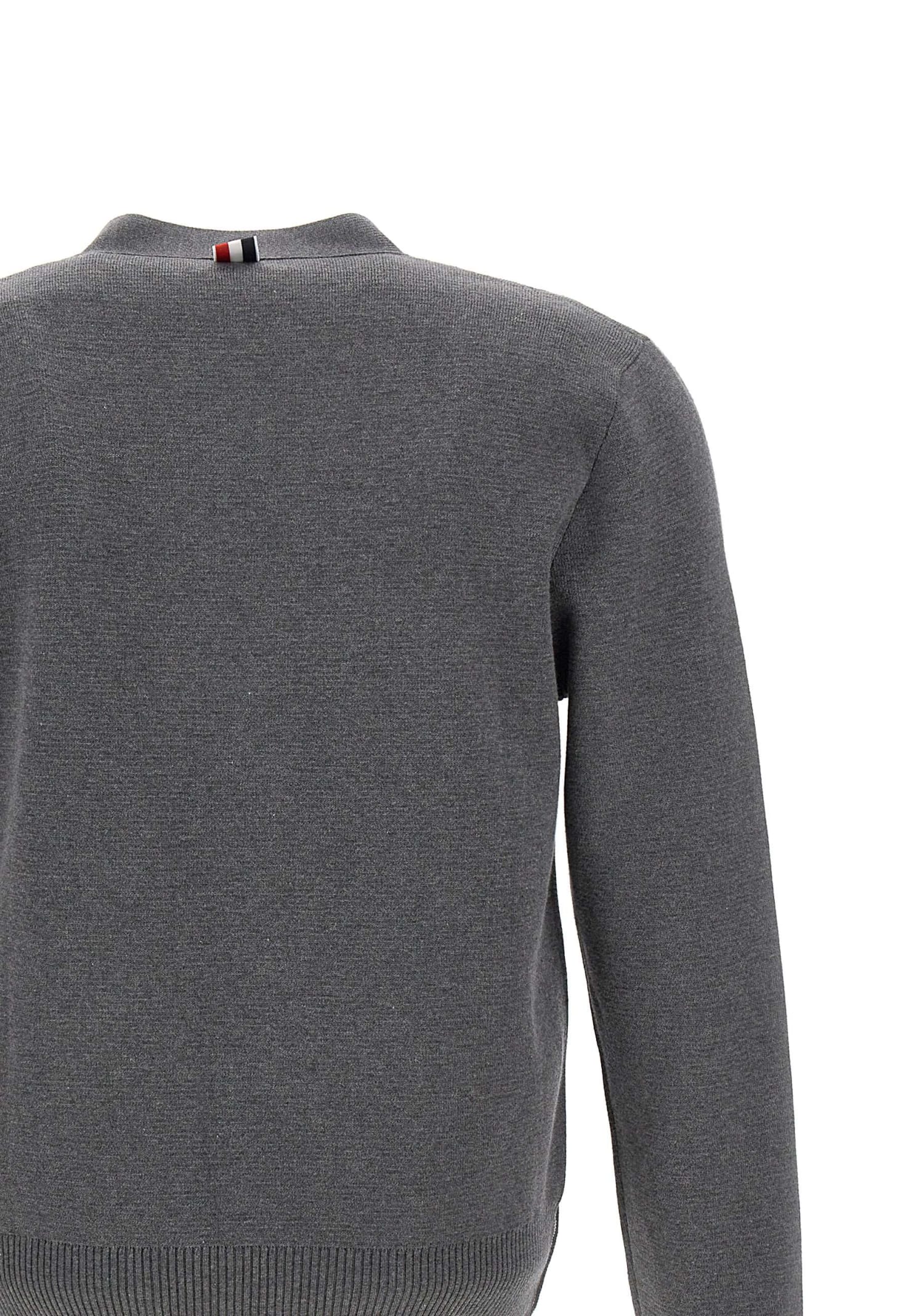 Thom Browne Milano Stitch 4bar Cotton Cardigan In Grey