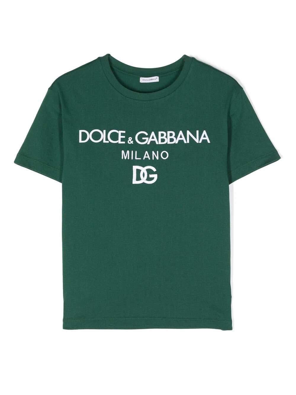 Dolce & Gabbana Green T-shirt With Embroidered Logo