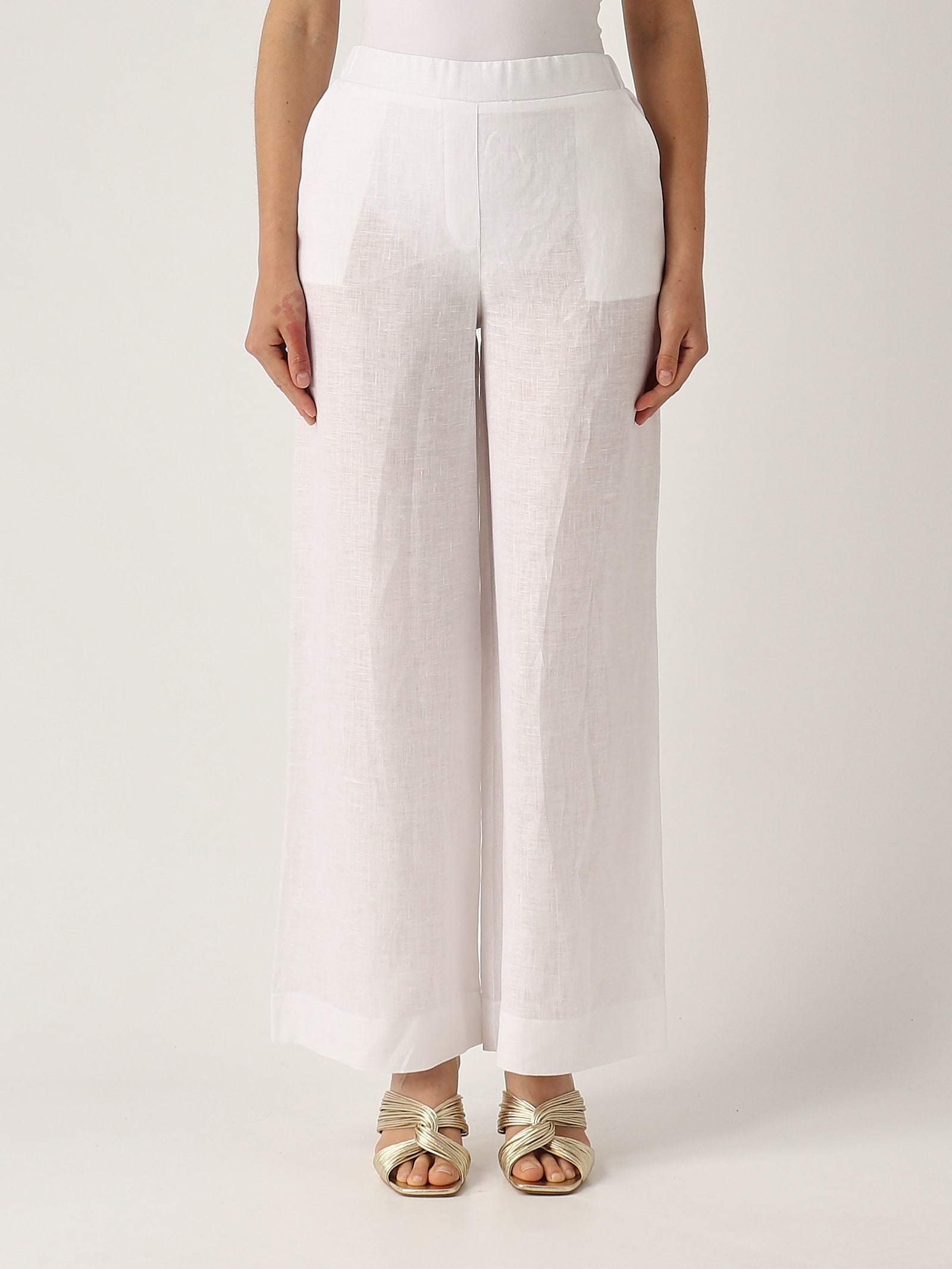 Gran Sasso Pantalone Palazzo Trousers In White
