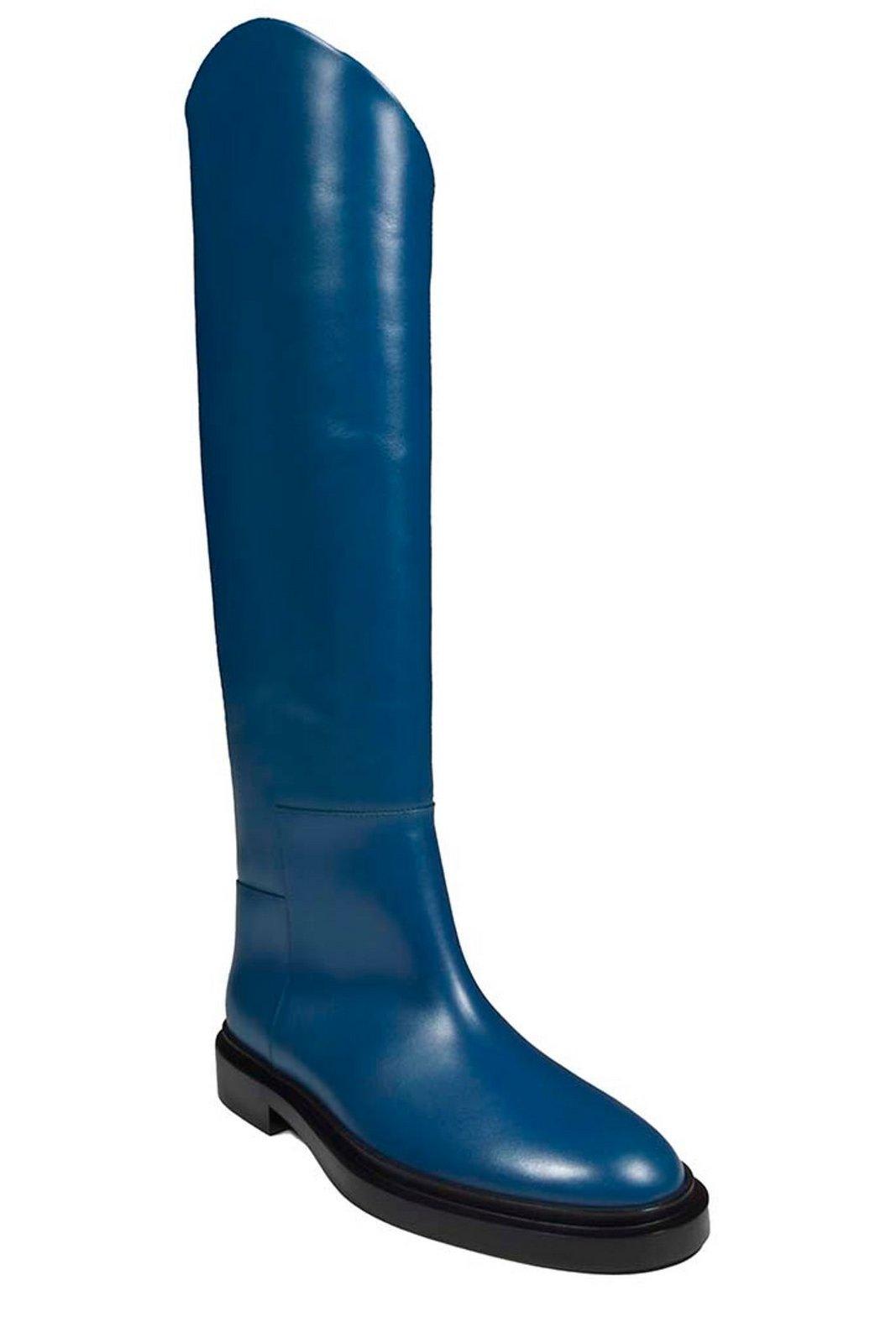 Shop Jil Sander Almond-toe Knee-length Boots In Blu