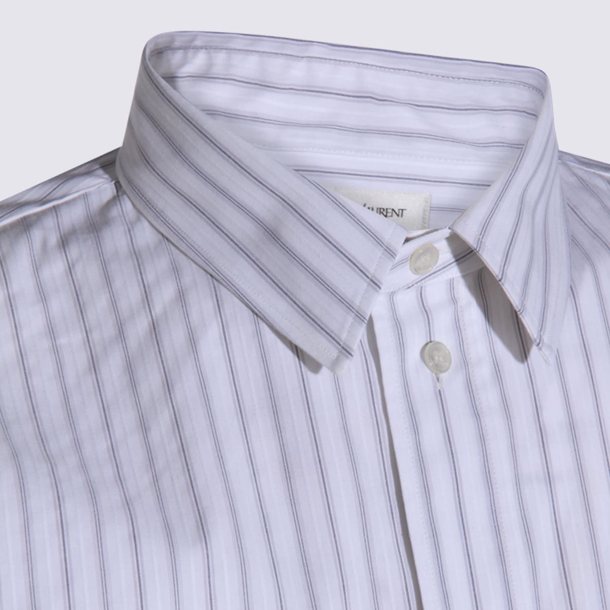 Saint Laurent Striped Long Sleeve Button-down Shirt In White