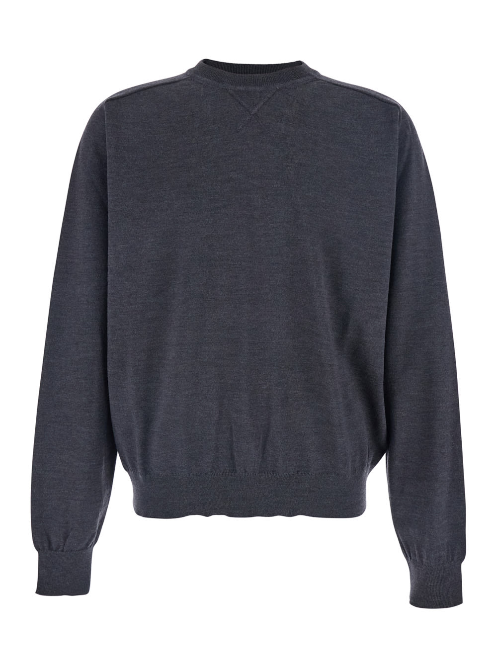 Jacquemus Dark Grey Crewneck Embroidered Sweater In Blue