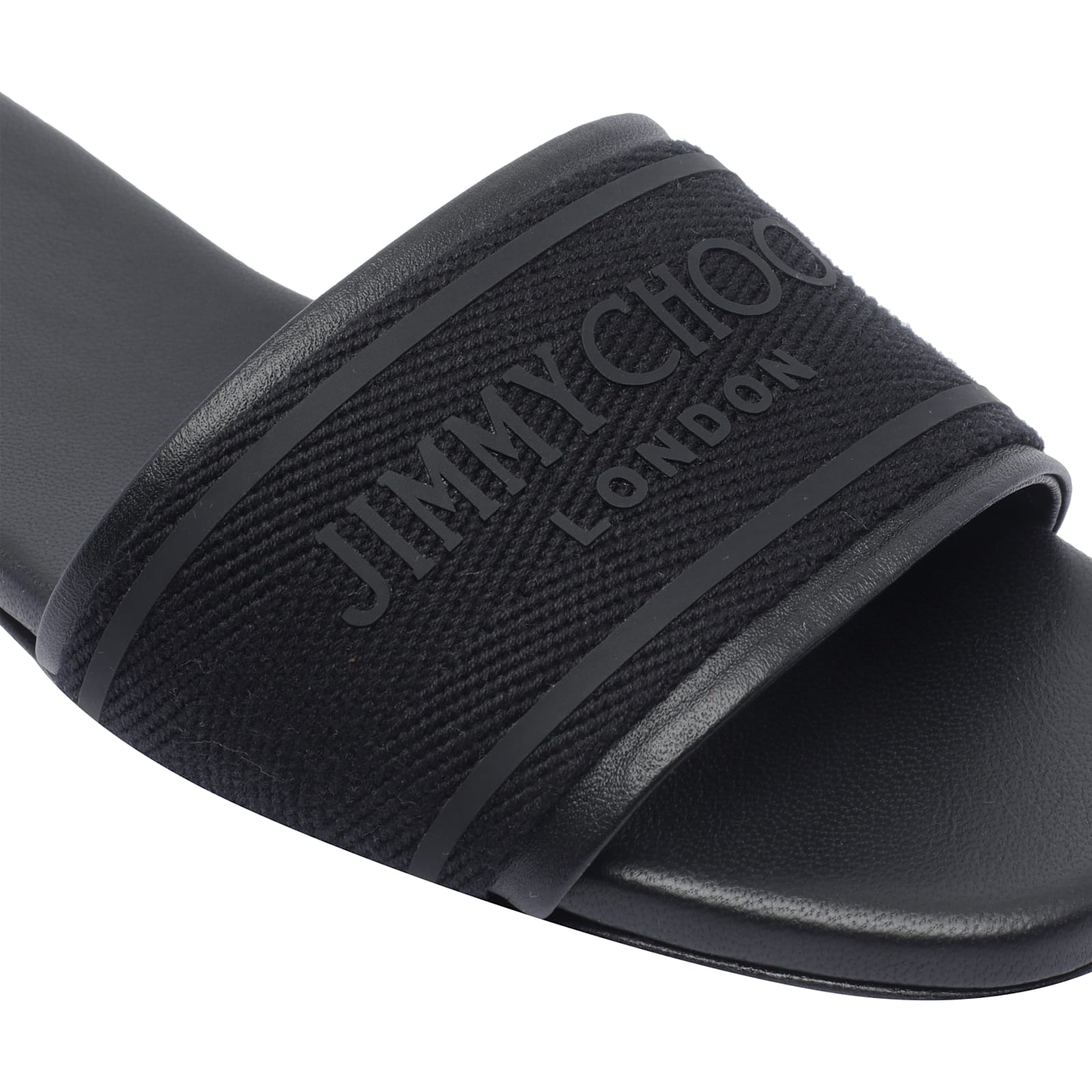 Jimmy Choo Round Toe Leather Sandals In Black