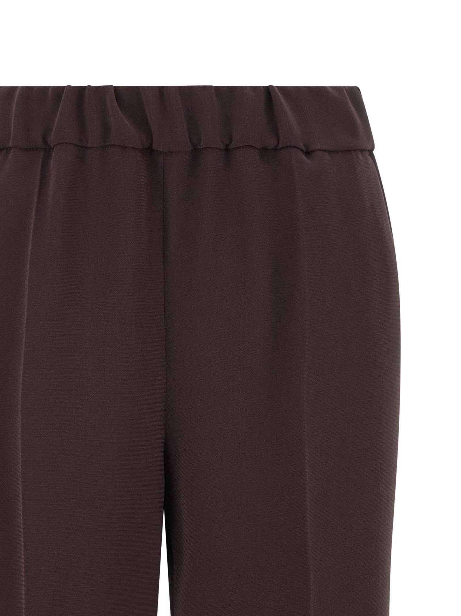 Alberto Biani Elastic Waistband Straight Leg Trousers With Side Pockets In Burgundy