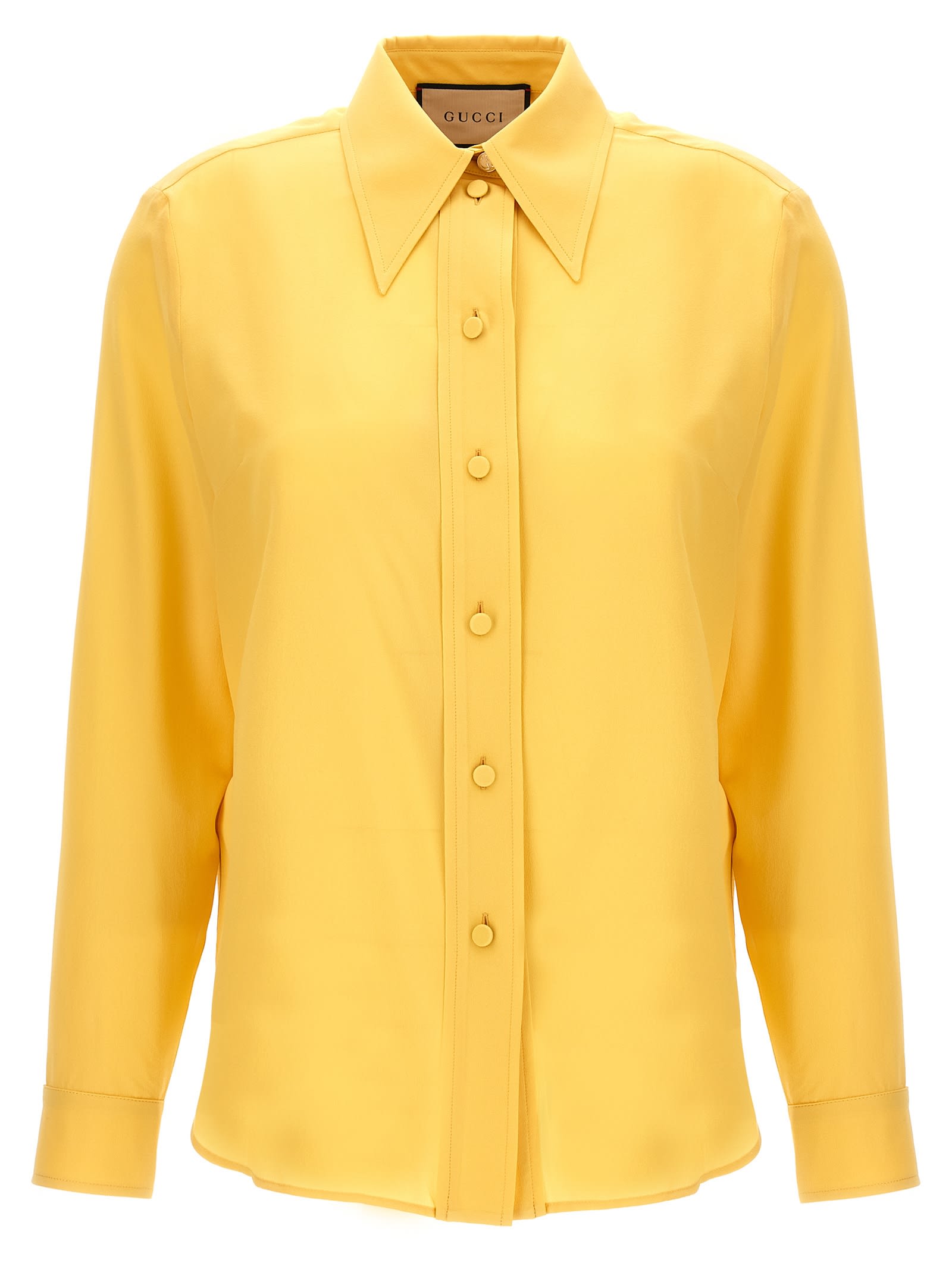 Shop Gucci Silk Shirt In Yellow