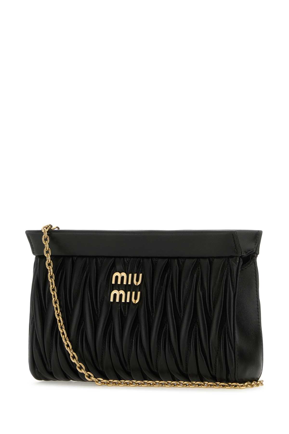 Miu Miu Black Leather Crossbody Bag In Nero
