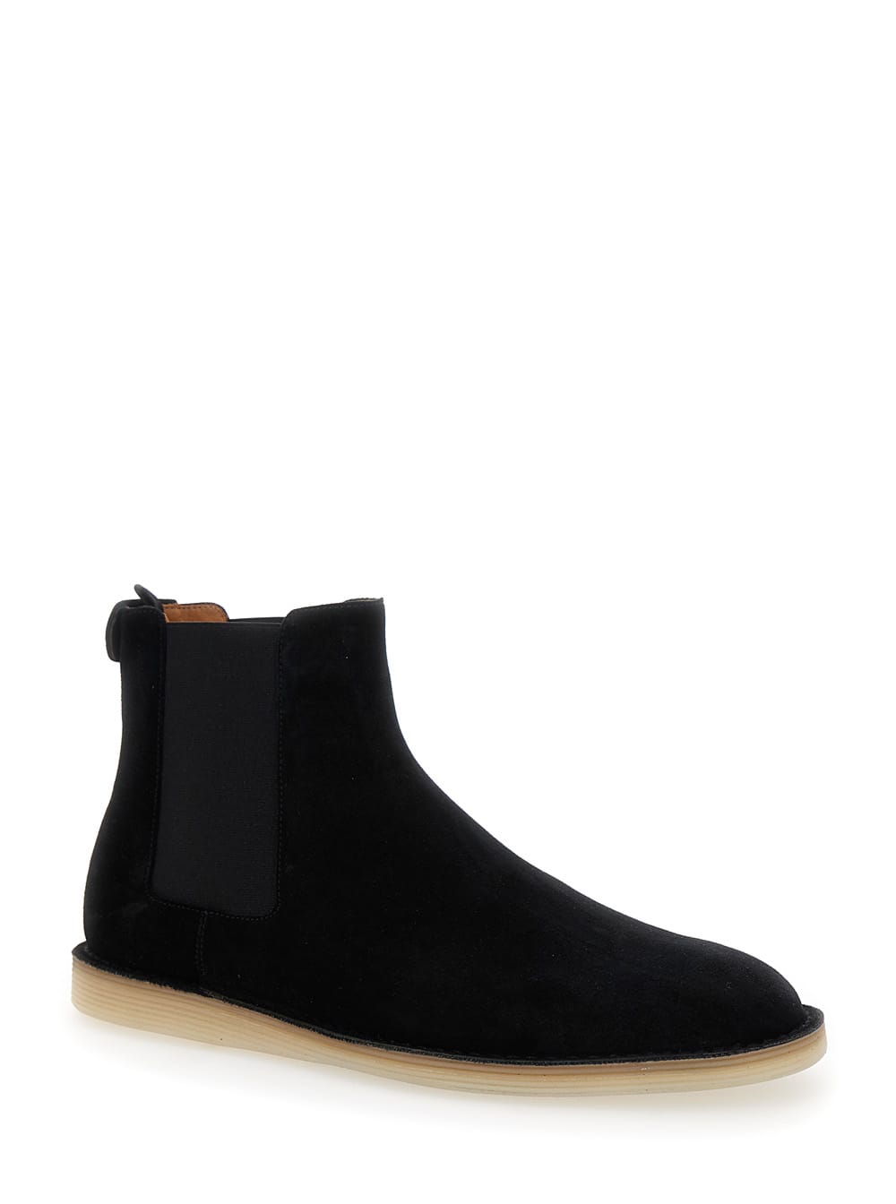 Shop Dolce & Gabbana Black Pull-on Ankle Boots With Dg Logo In Suede Man