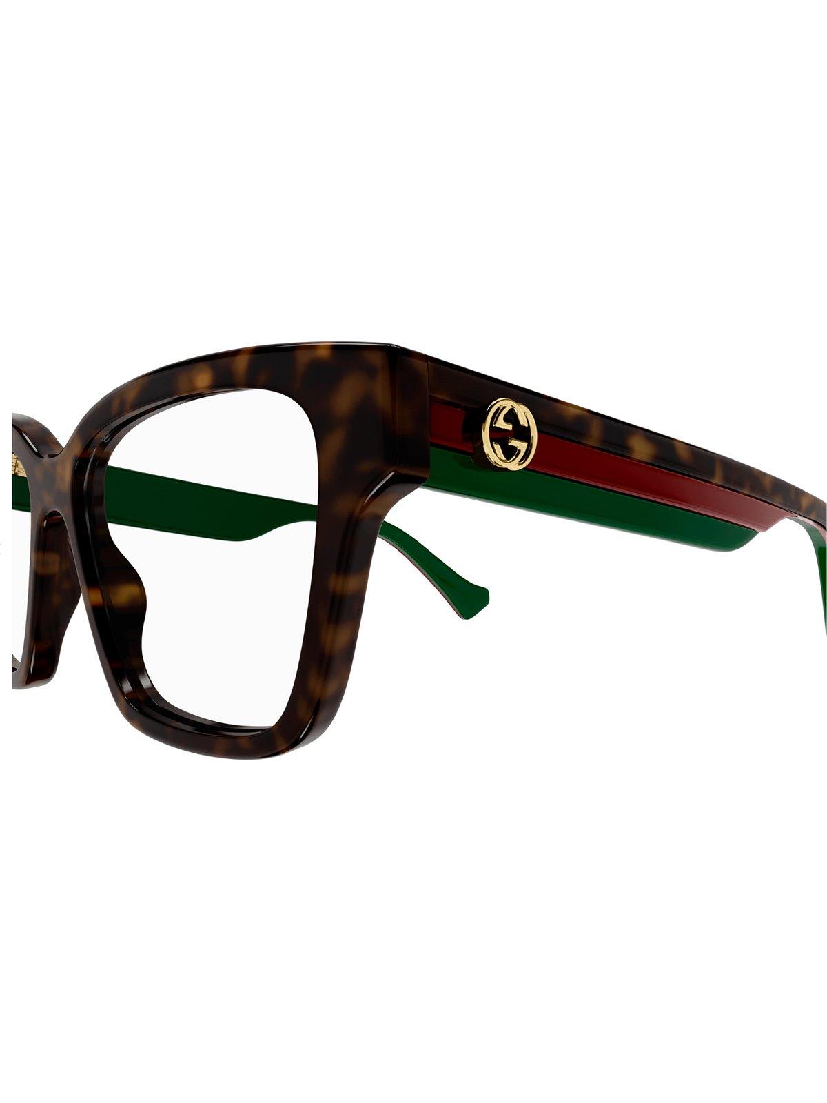 Gucci Rectangle Frame Glasses In Brown