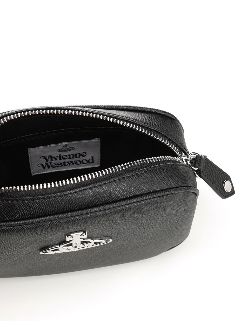 Vivienne Westwood Adjustable Strap Shoulder Bag With Rear Zip Pocket In Black