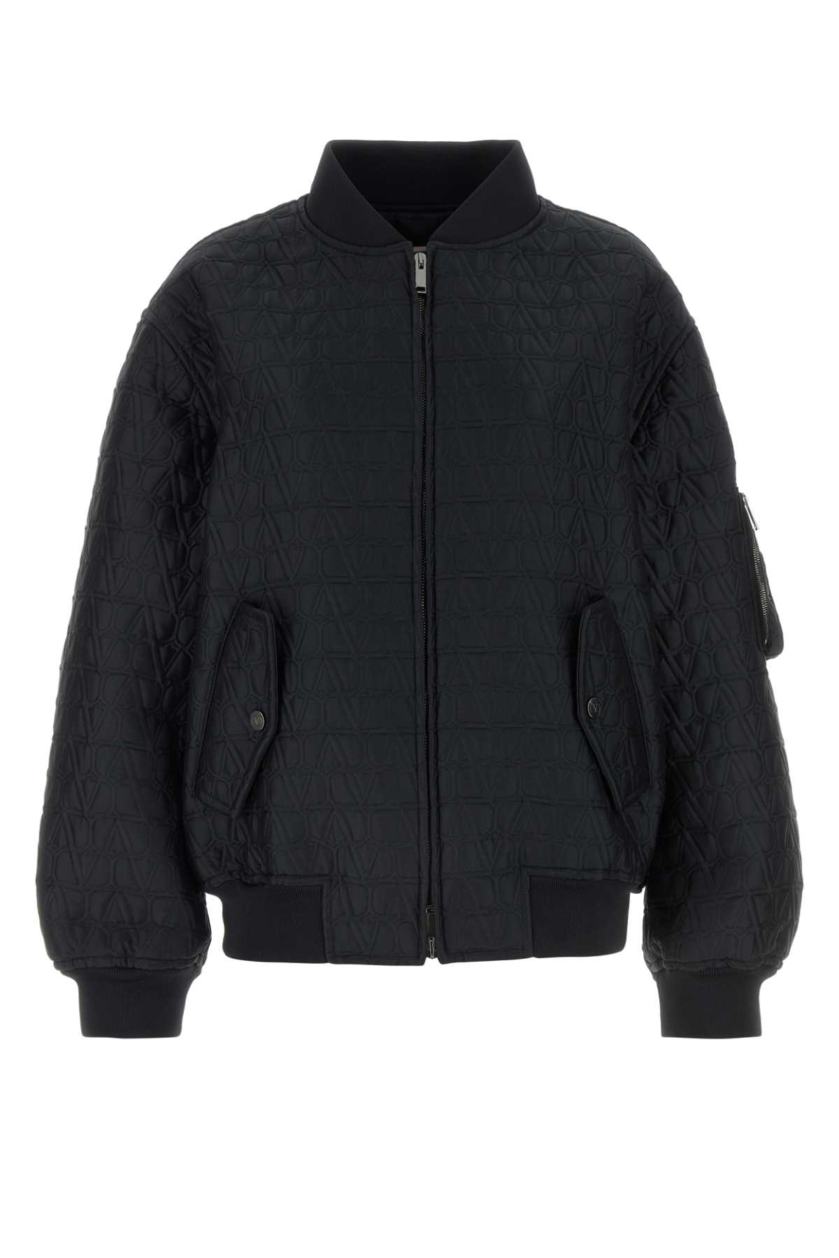 Black Polyester Bomber Jacket