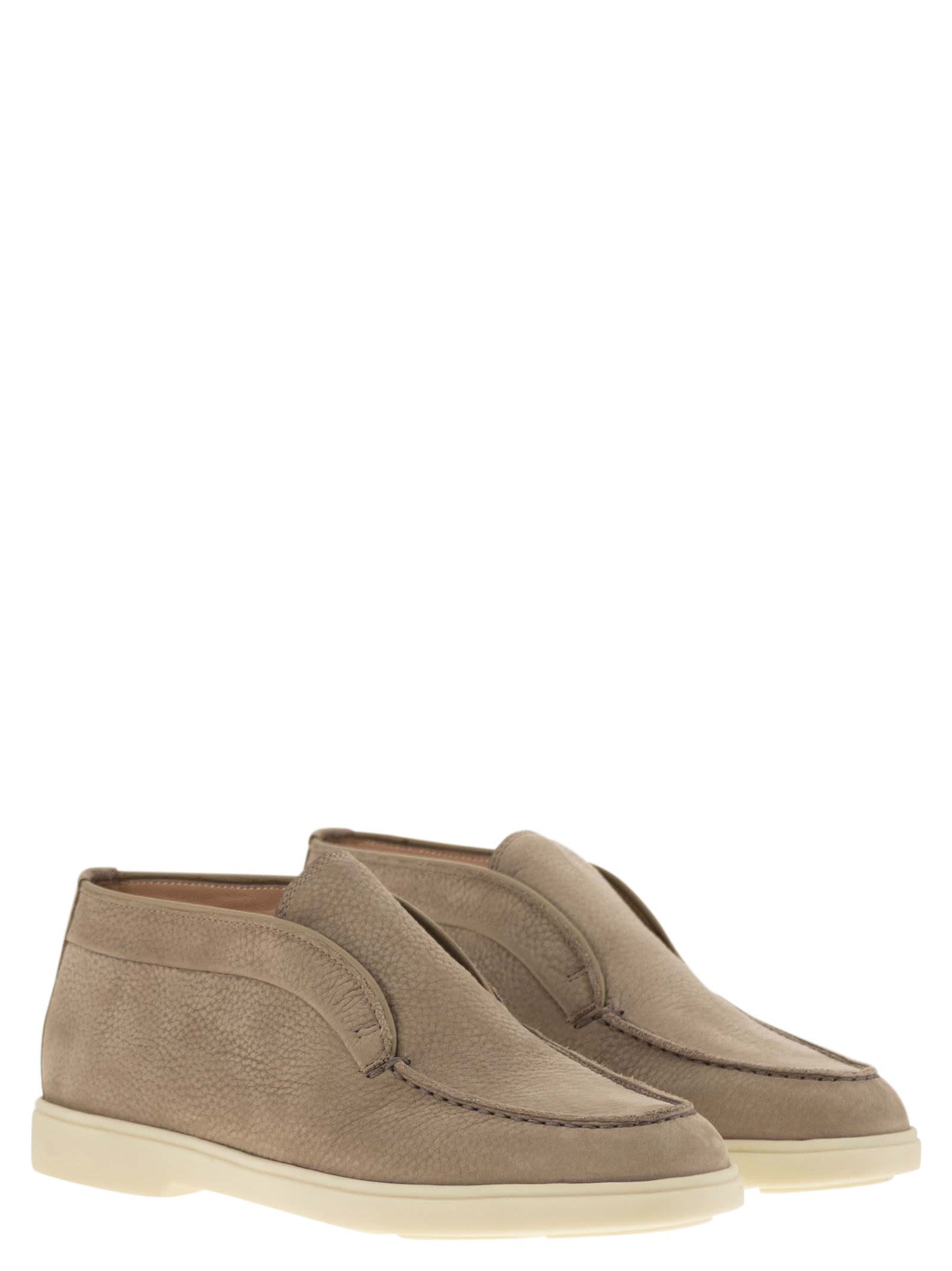 Shop Santoni Desert Boot In Nubuck In Beige