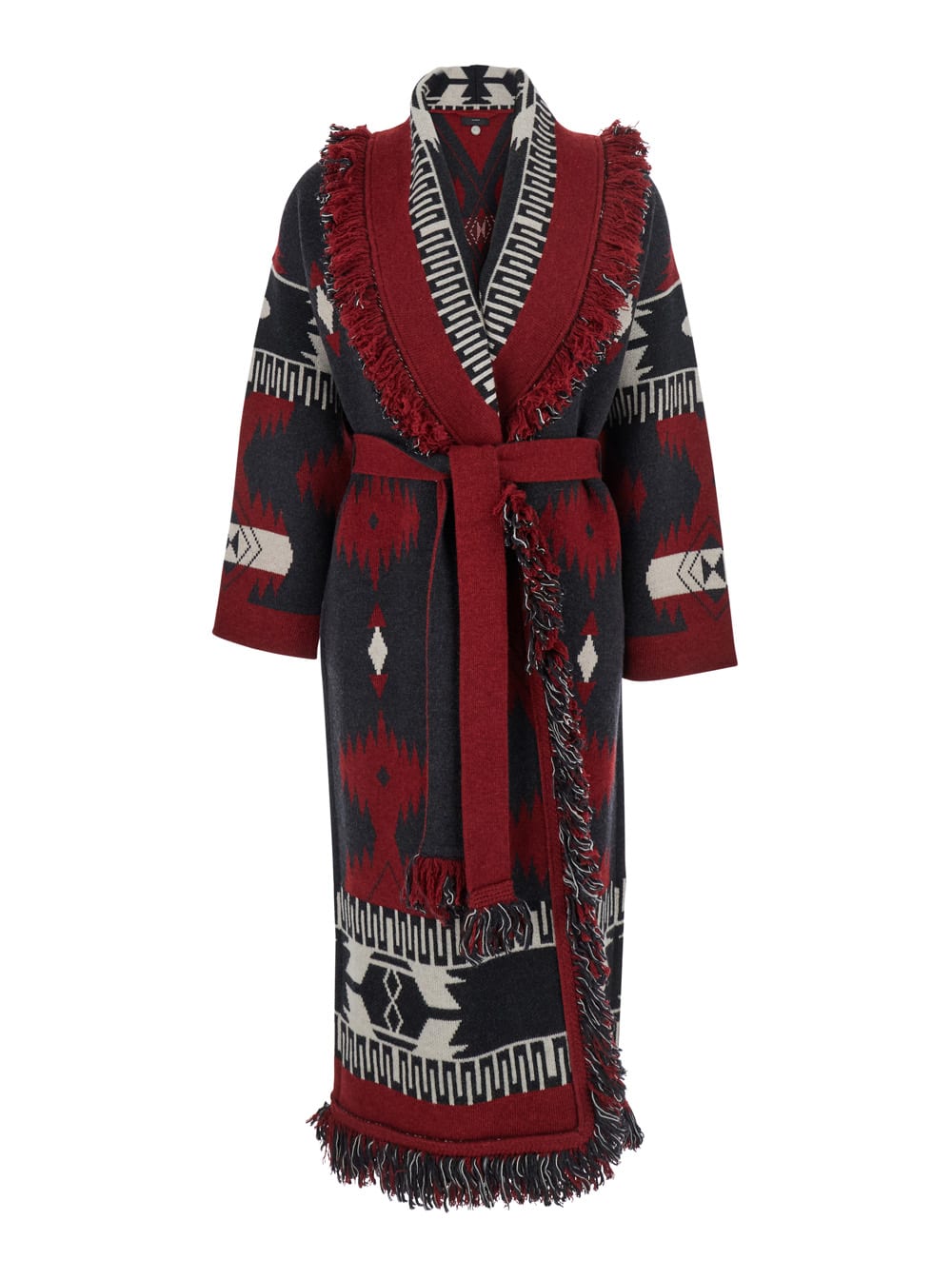 Alanui Multicolor Cardigan With Shawl Collar And Belt In Wool Woman In Multi