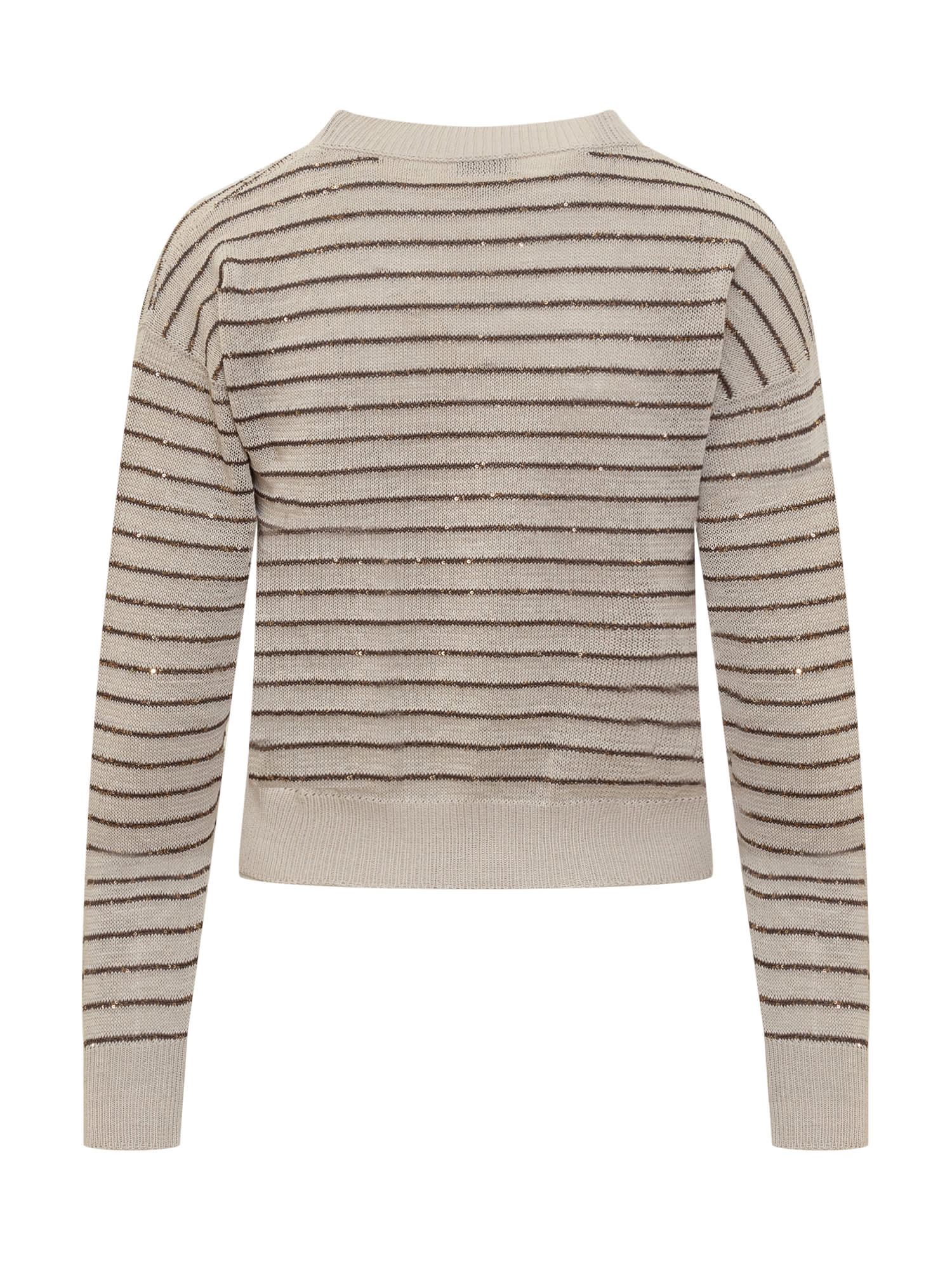 Brunello Cucinelli Dazzling Stripes Cotton Jersey In Cream/brown