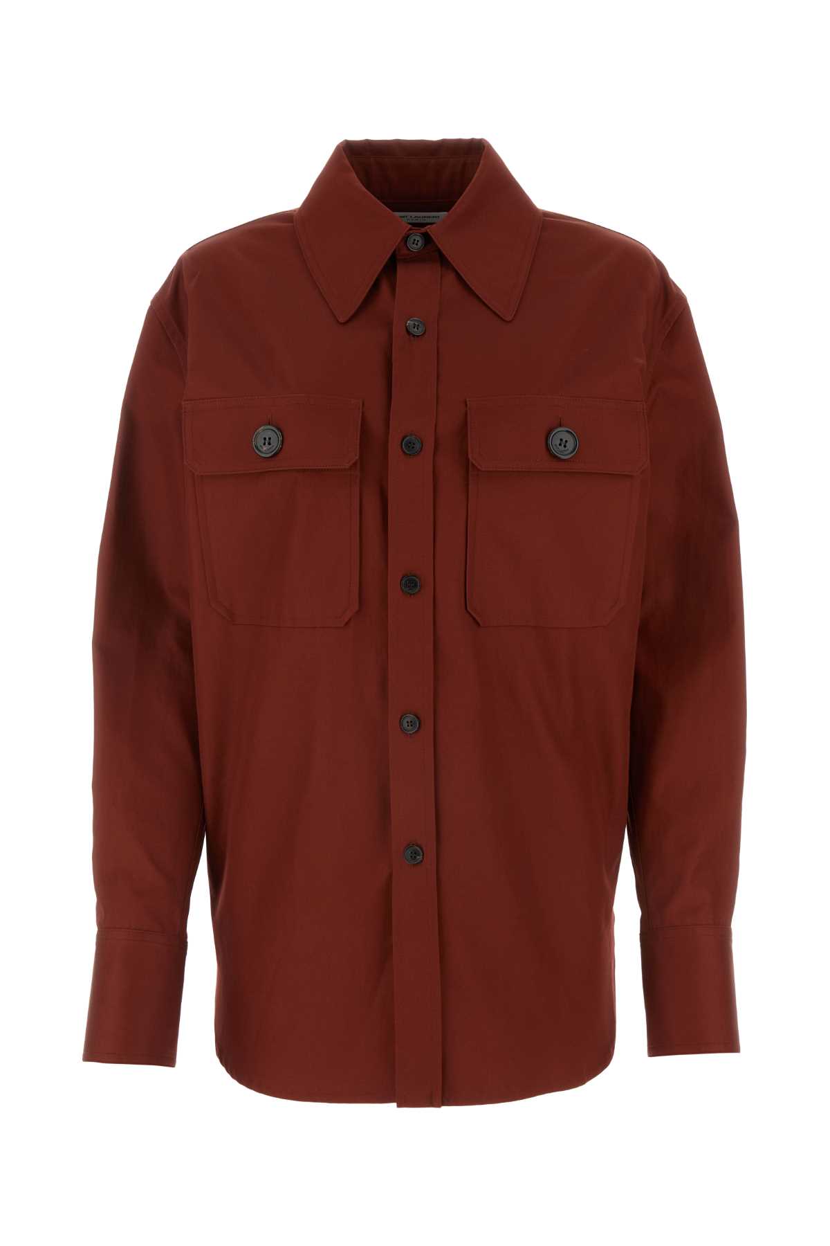 Saint Laurent Tiziano Red Cotton Shirt In Rougefonce