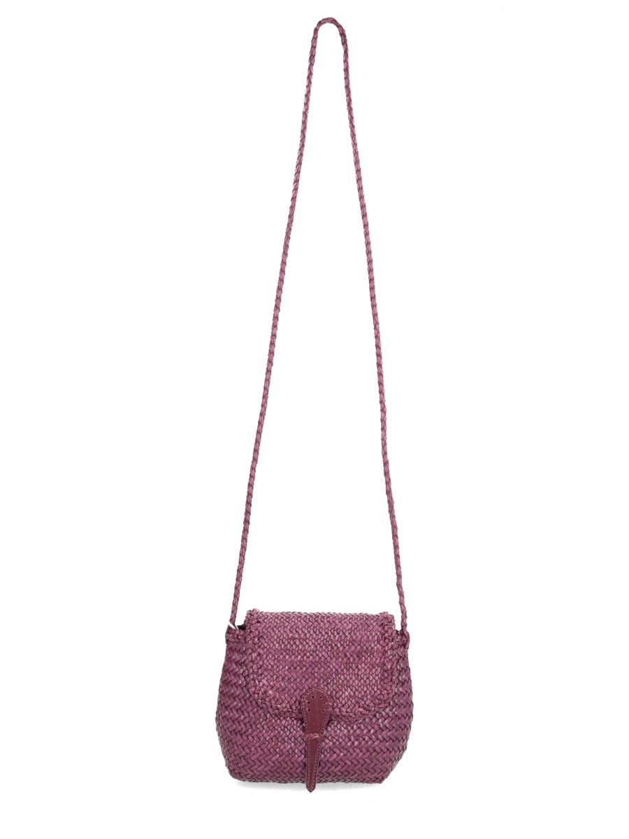 Dragon Diffusion Woven Texture Shoulder Bag With Long Strap In Purple