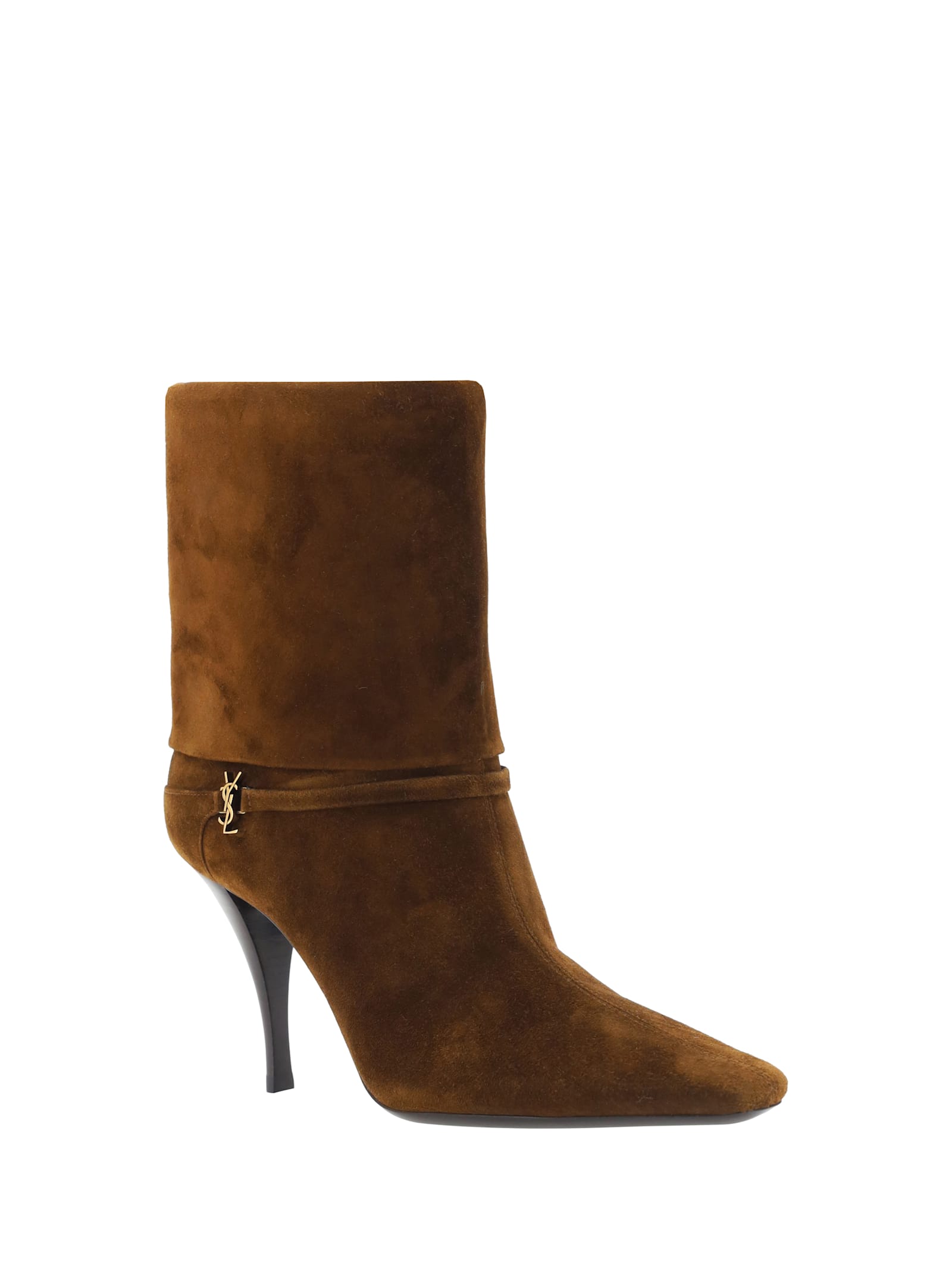 Shop Saint Laurent Vicky Ankle Boots In Land