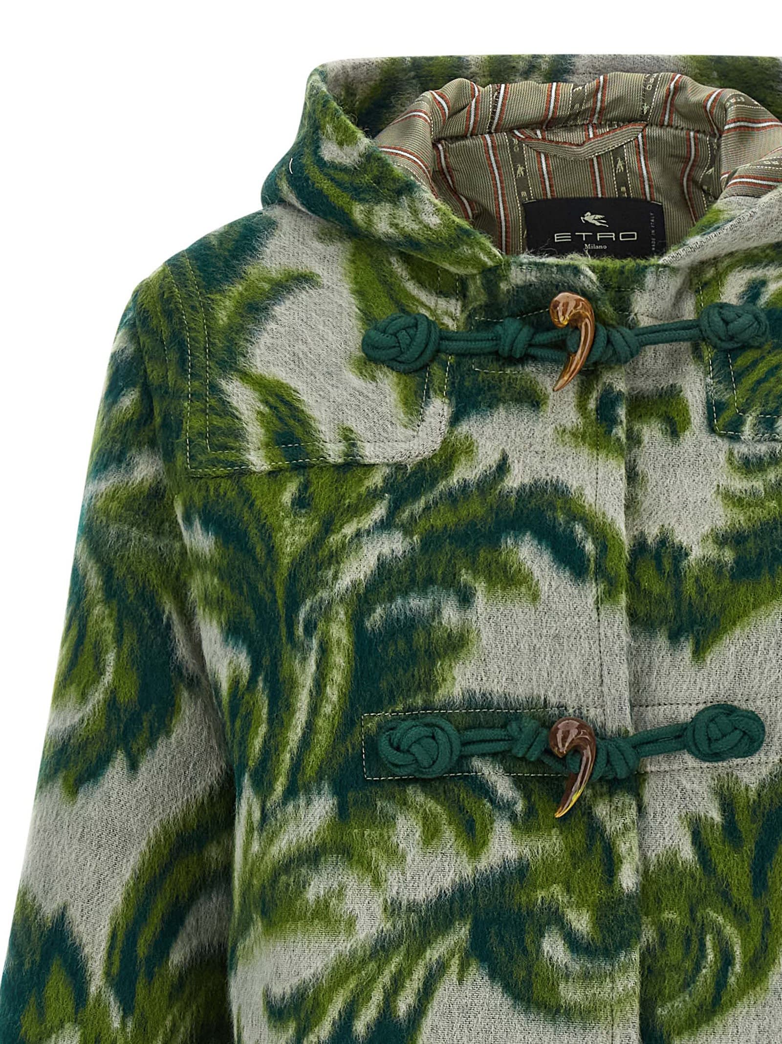 Etro Carded Wool Jacket Puffer Jackets Green In Green