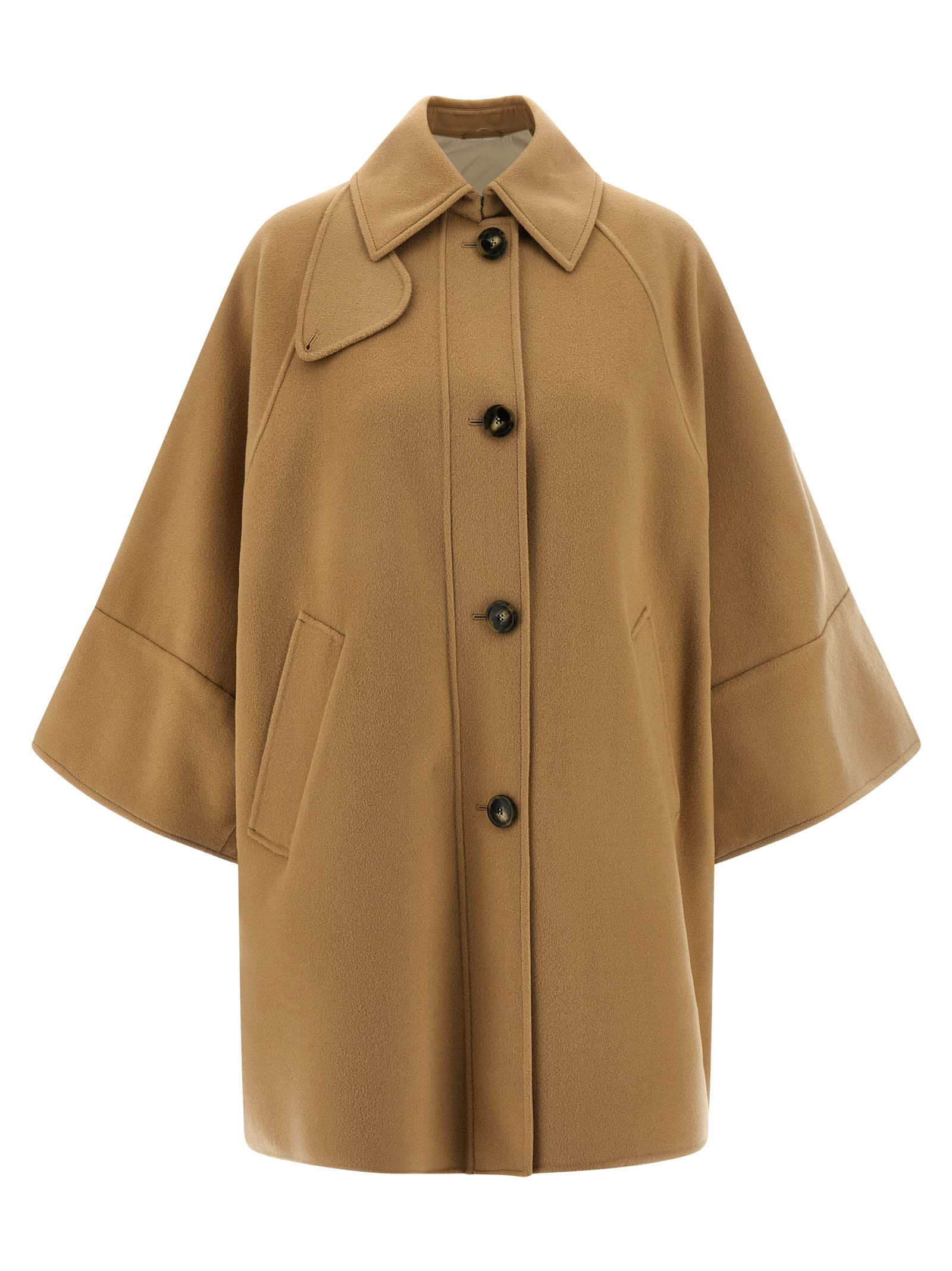 Weekend Max Mara Rufo Single-breasted Wool Coat In Brown