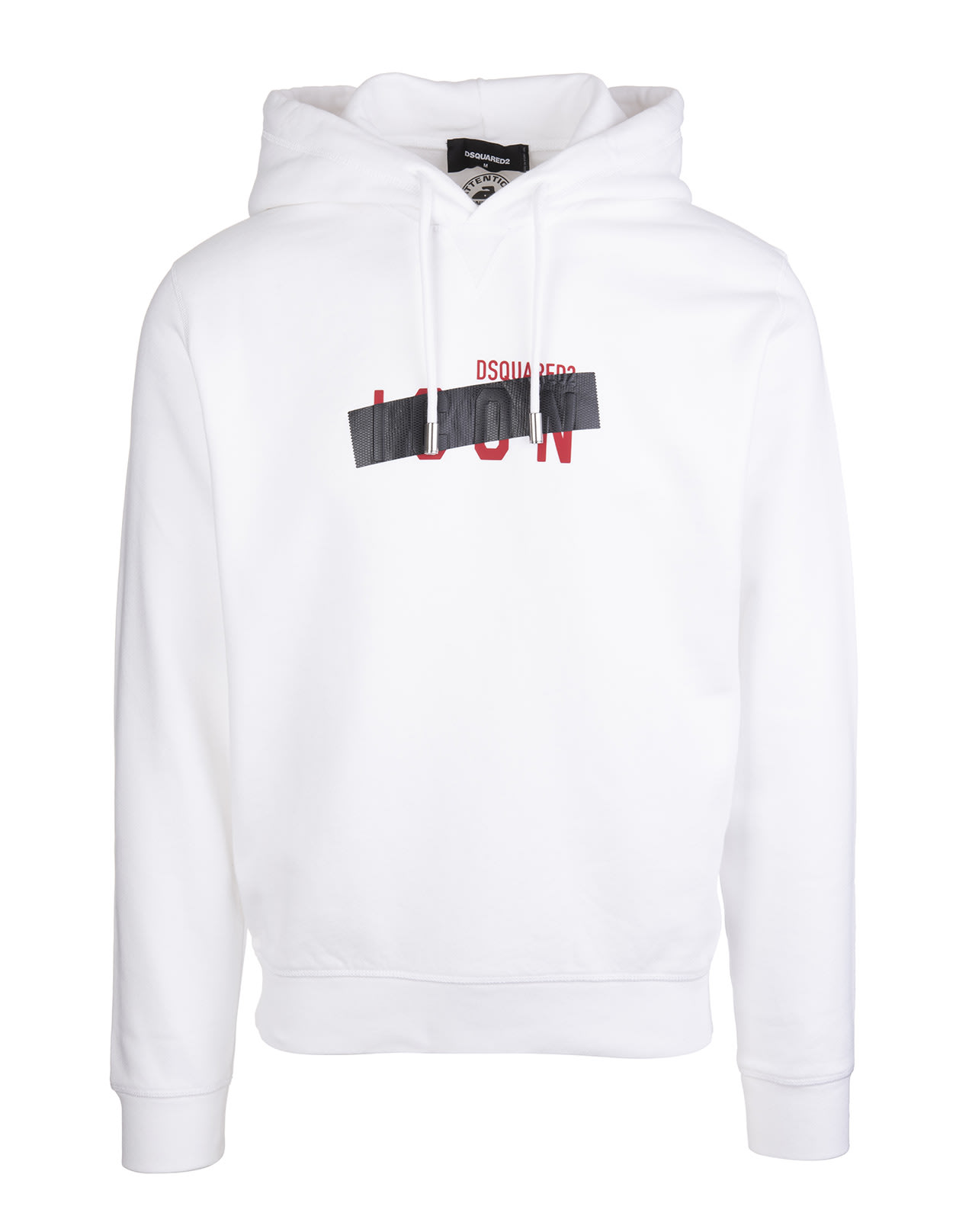 Dsquared2 Man White Icon Taped Hoodie