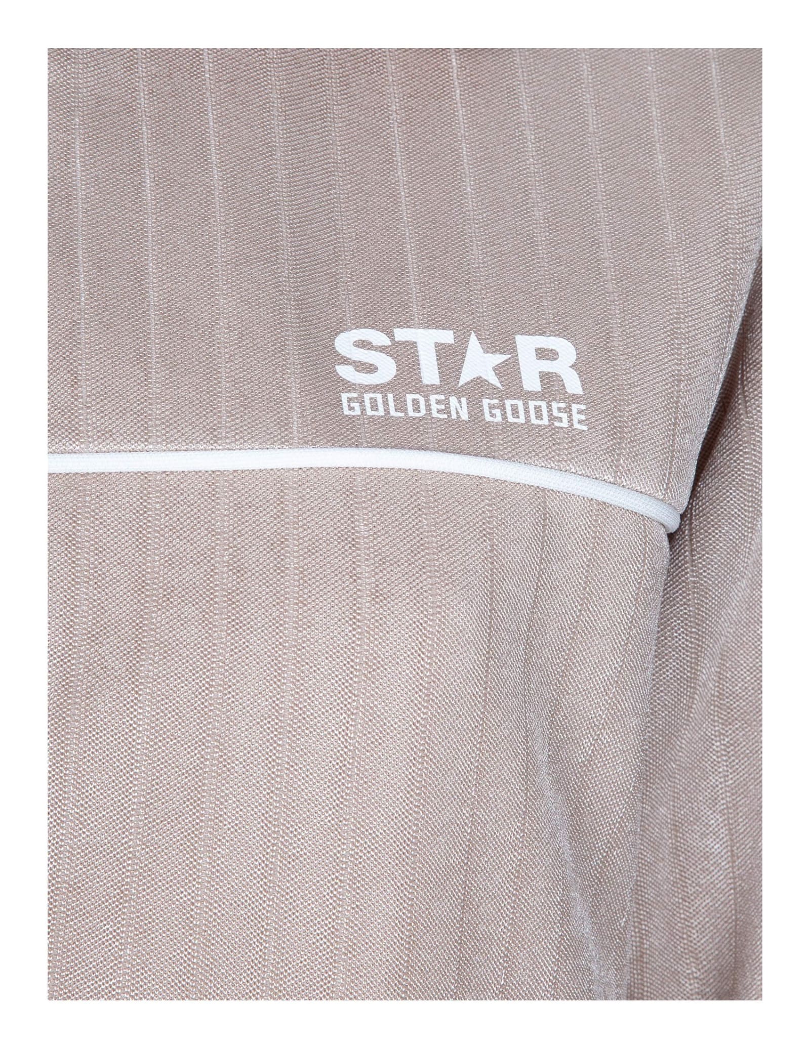 Golden Goose Sweatshirt In Technical Fabric With Star Logo In Khaki