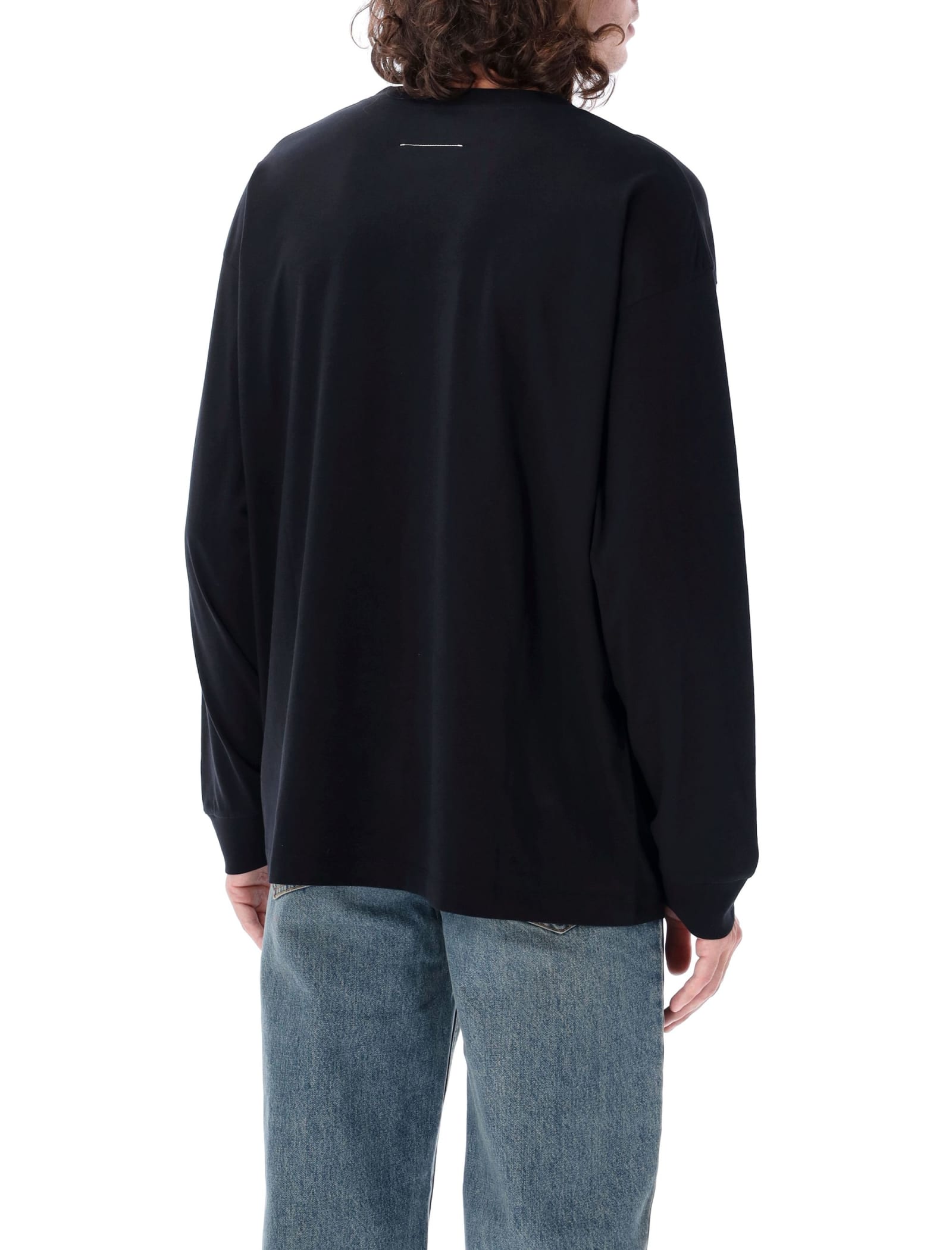 Shop Mm6 Maison Margiela T-shirt Tag Long Sleeve In Black