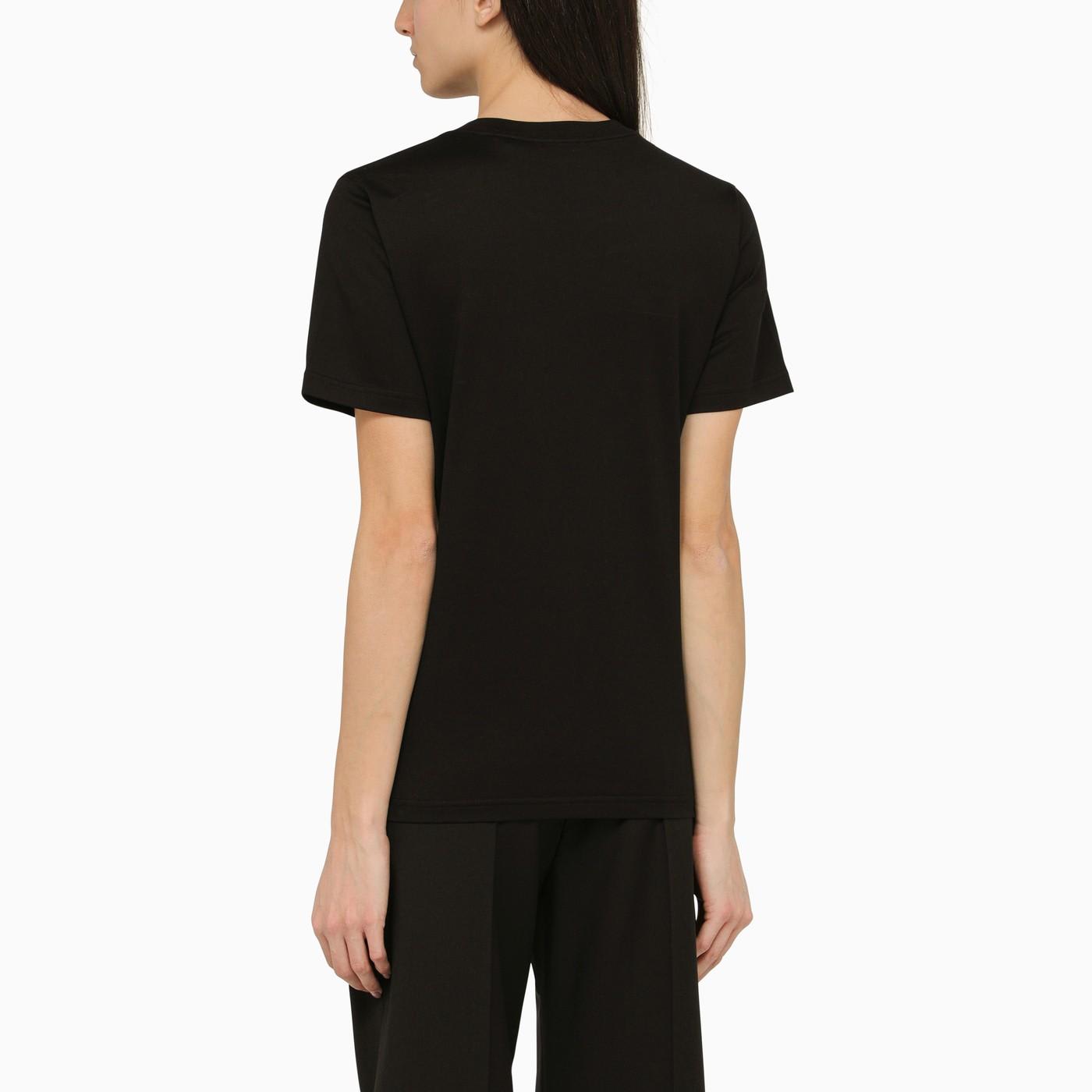 Shop Burberry Black Crew-neck T-shirt With Logo In Black/white