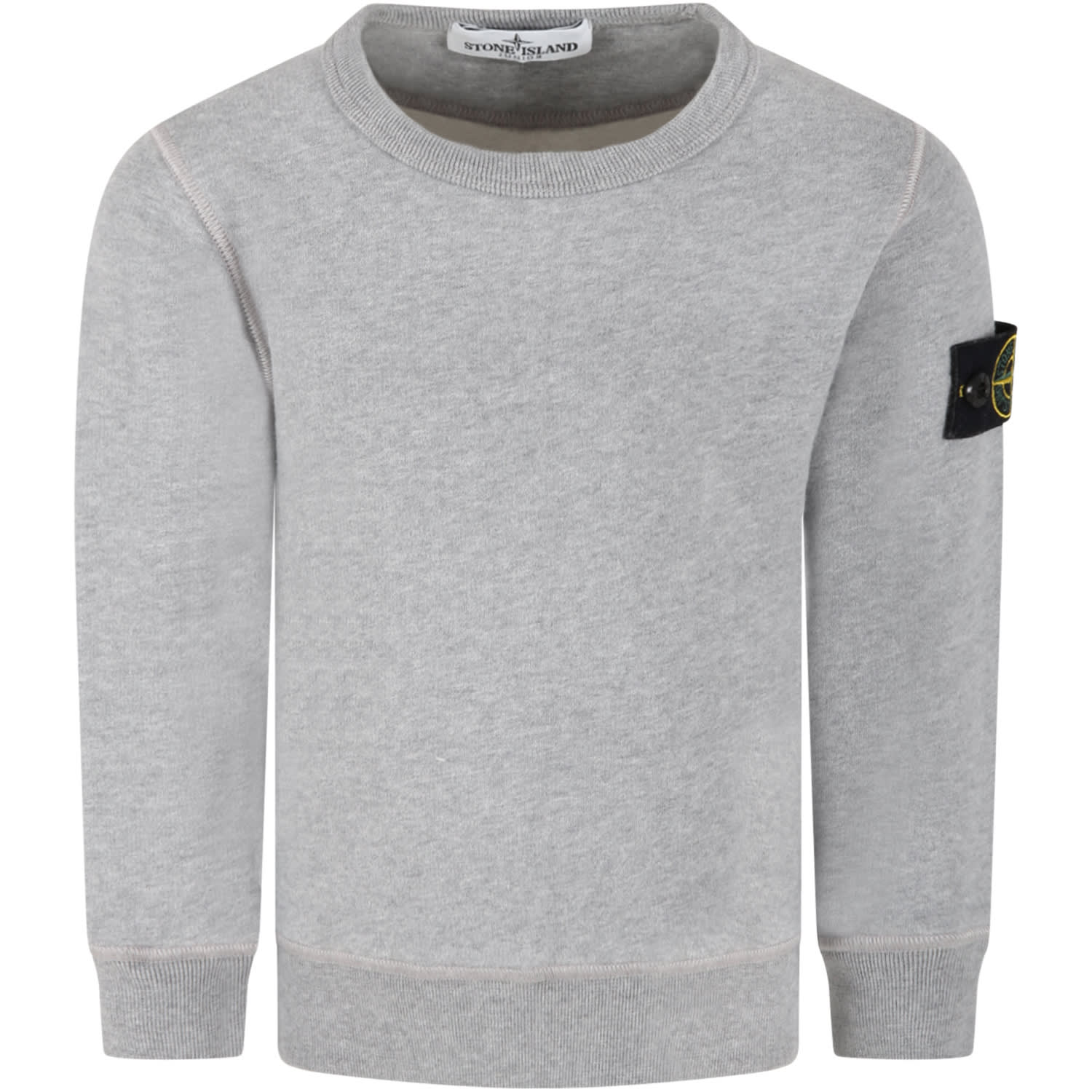 Stone Island Junior Grey Sweatshirt For Boy With Iconic Compass