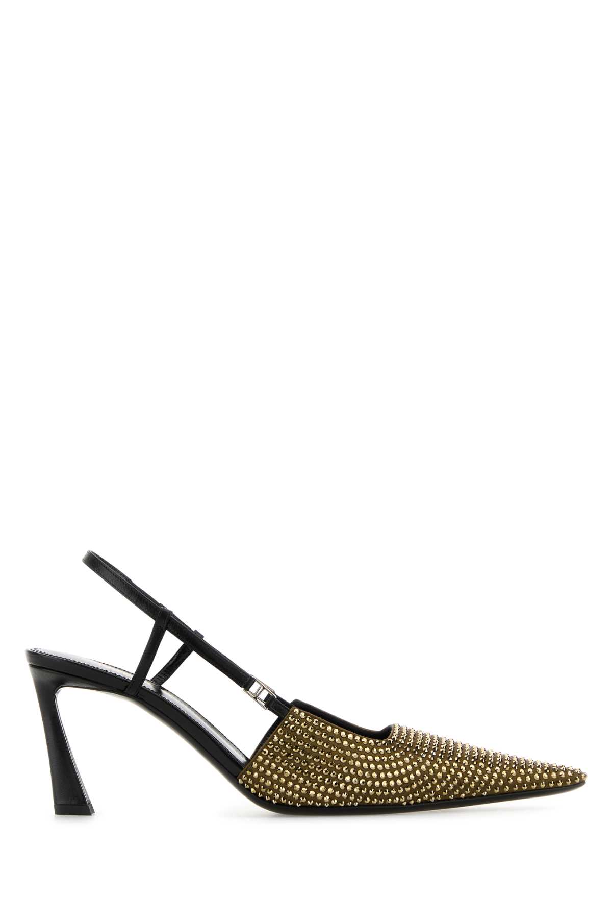 Shop Saint Laurent Embellished Satin Andree 70 Pumps In Kakinerostartlight