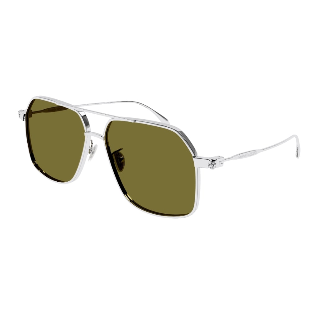 Shop Alexander Mcqueen Am0372s 003 Sunglasses In Silver