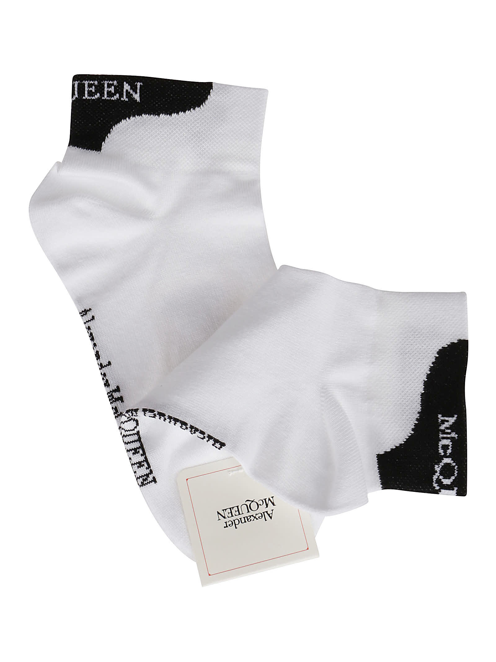 Shop Alexander Mcqueen White And Black Cotton Socks