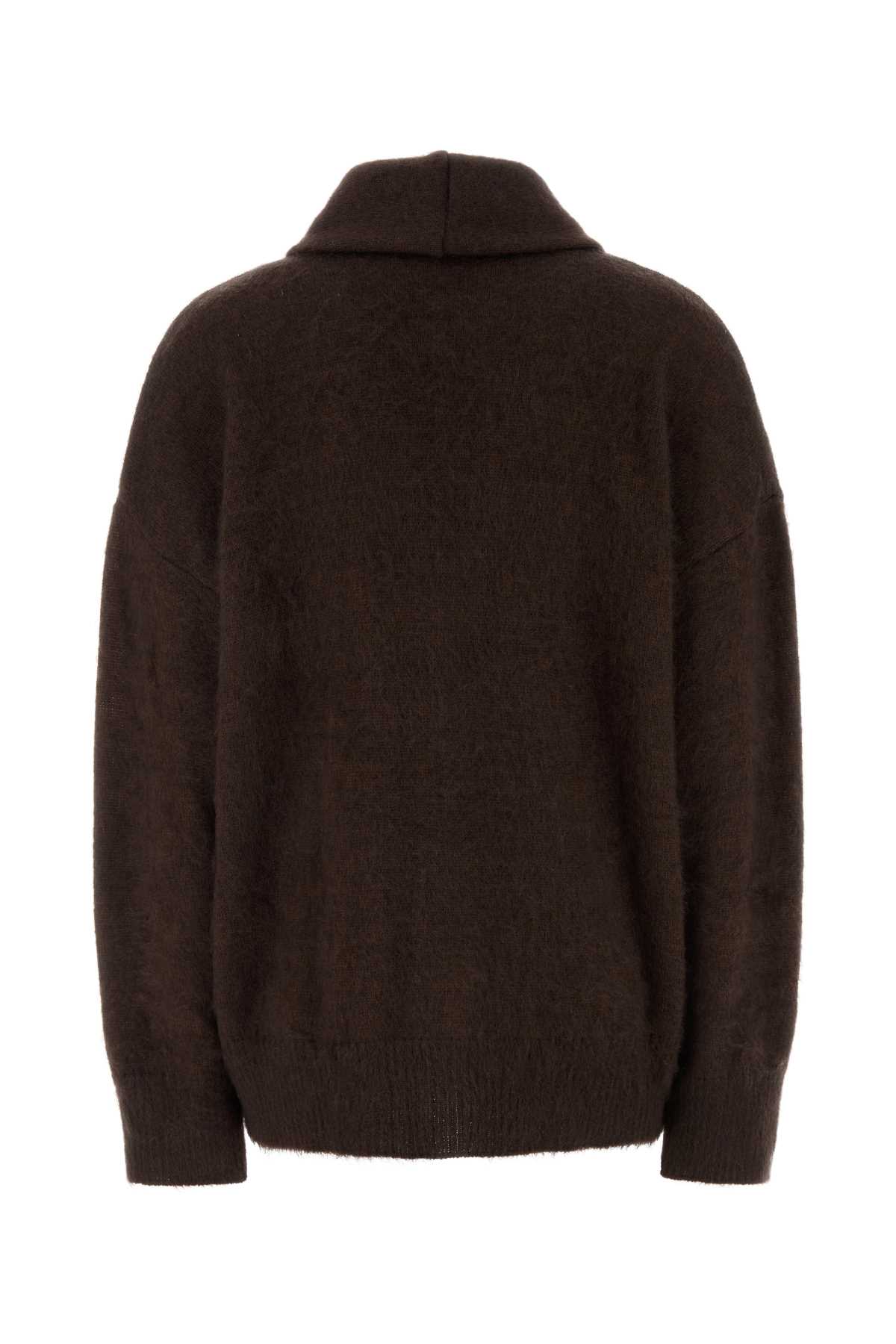 Alberta Ferretti Brown Wool Blend Cardigan In Brown