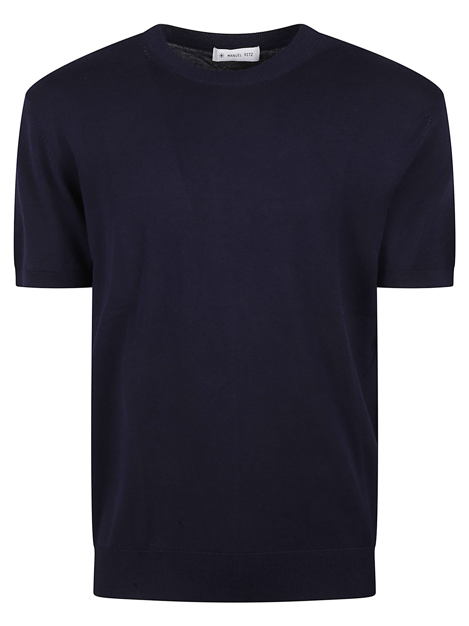 Rib Trim Plain Knit T-shirt