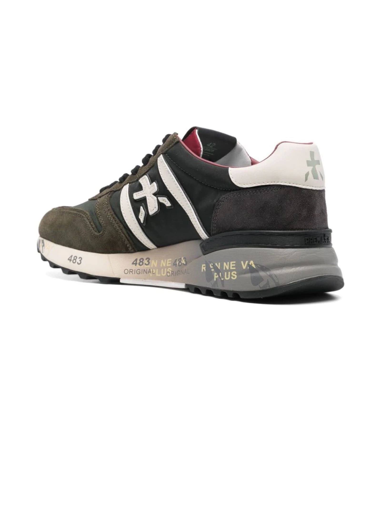 Shop Premiata Olive Green Lander Sneakers