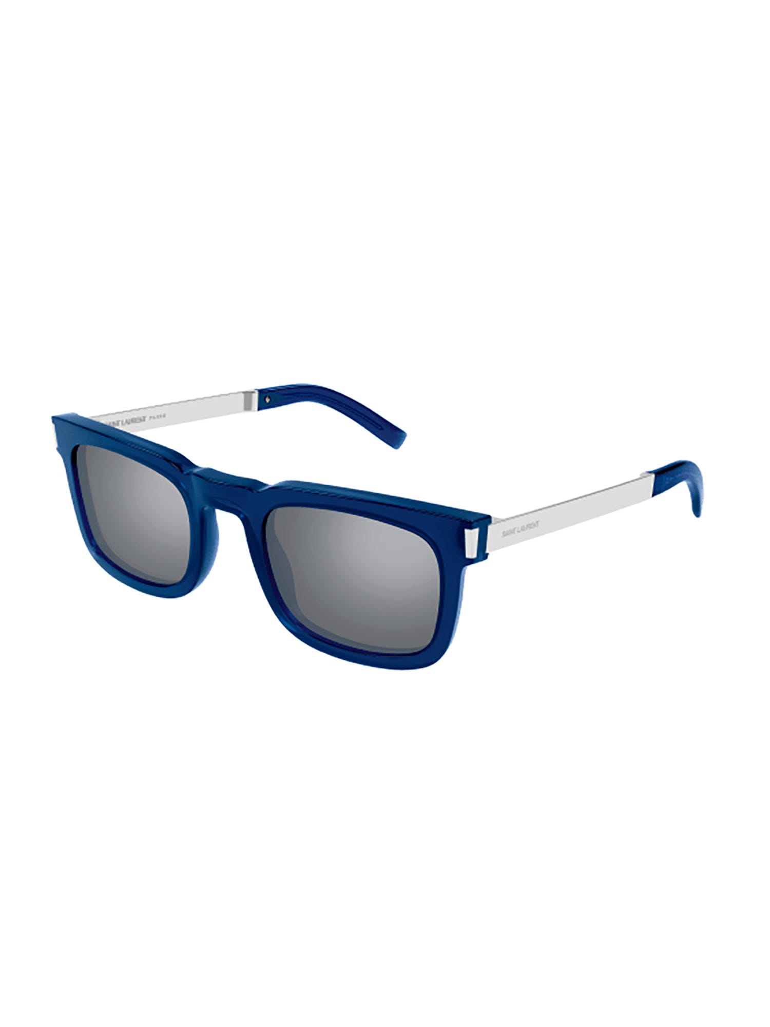 Shop Saint Laurent Sl 581 Sunglasses In Blue Silver Silver