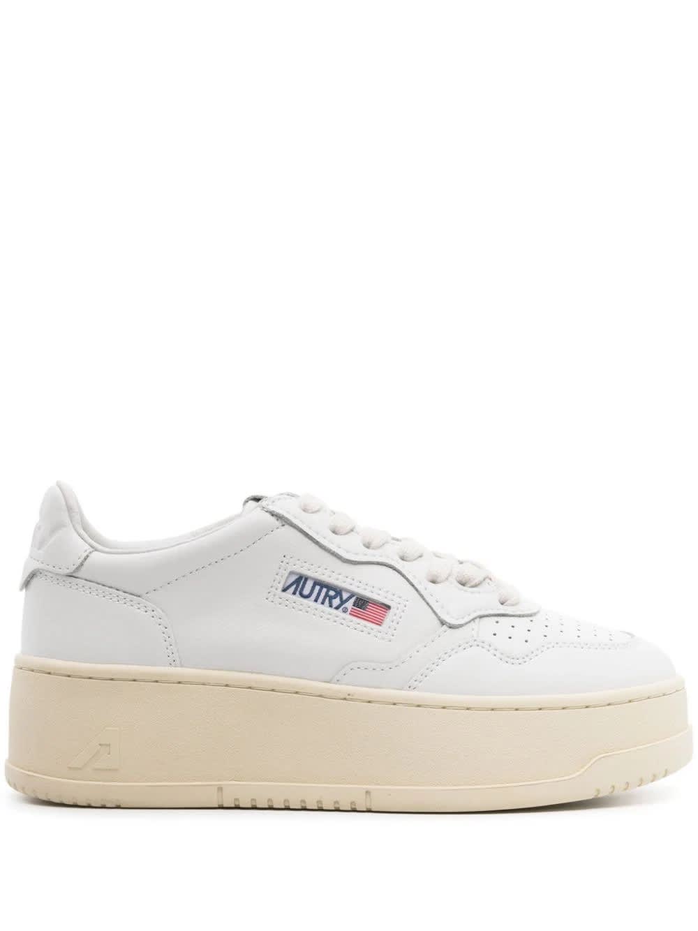 White Medalist Platform Low Sneakers