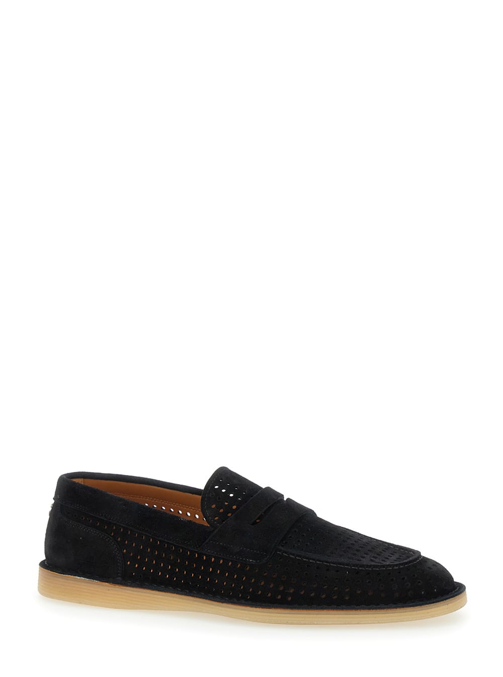 Dolce & Gabbana 'florio' Black Loafers With Logo Detail On The Rear And Penny Slot In Black