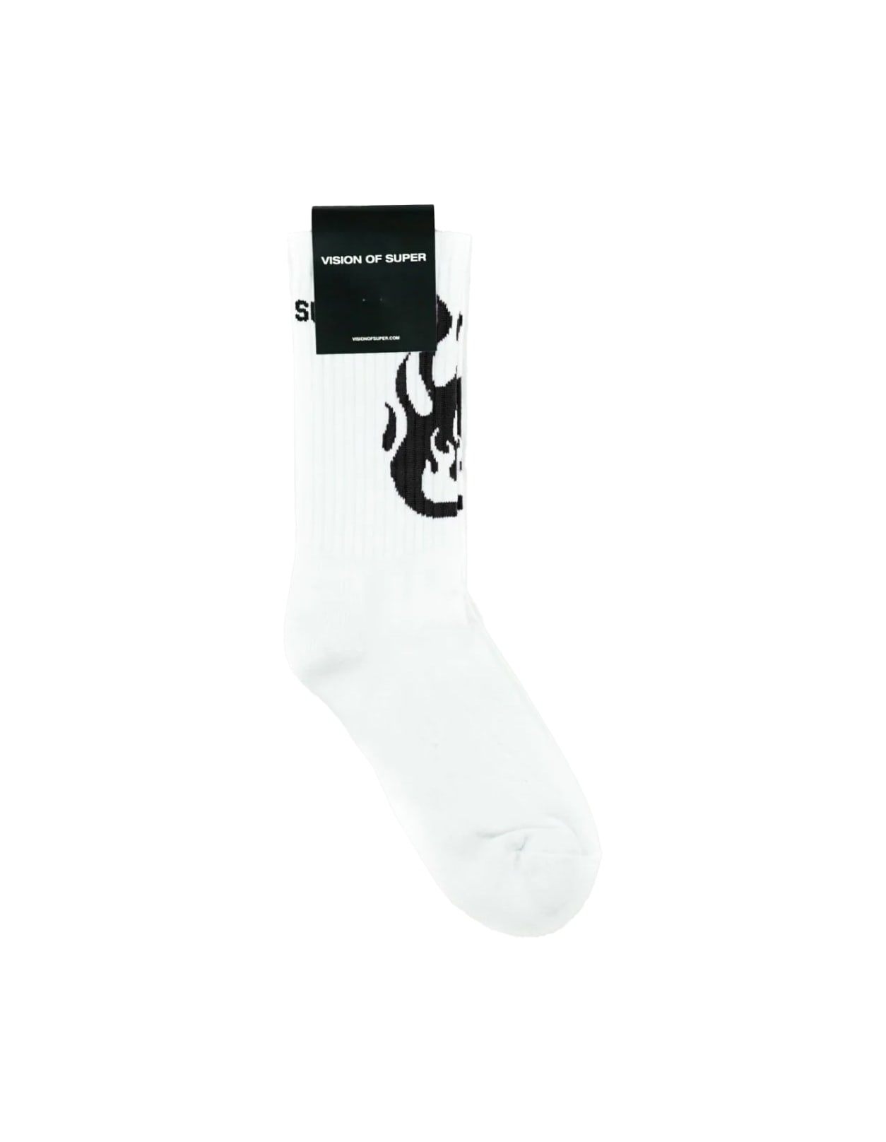 White Socks With Black Flame Logo