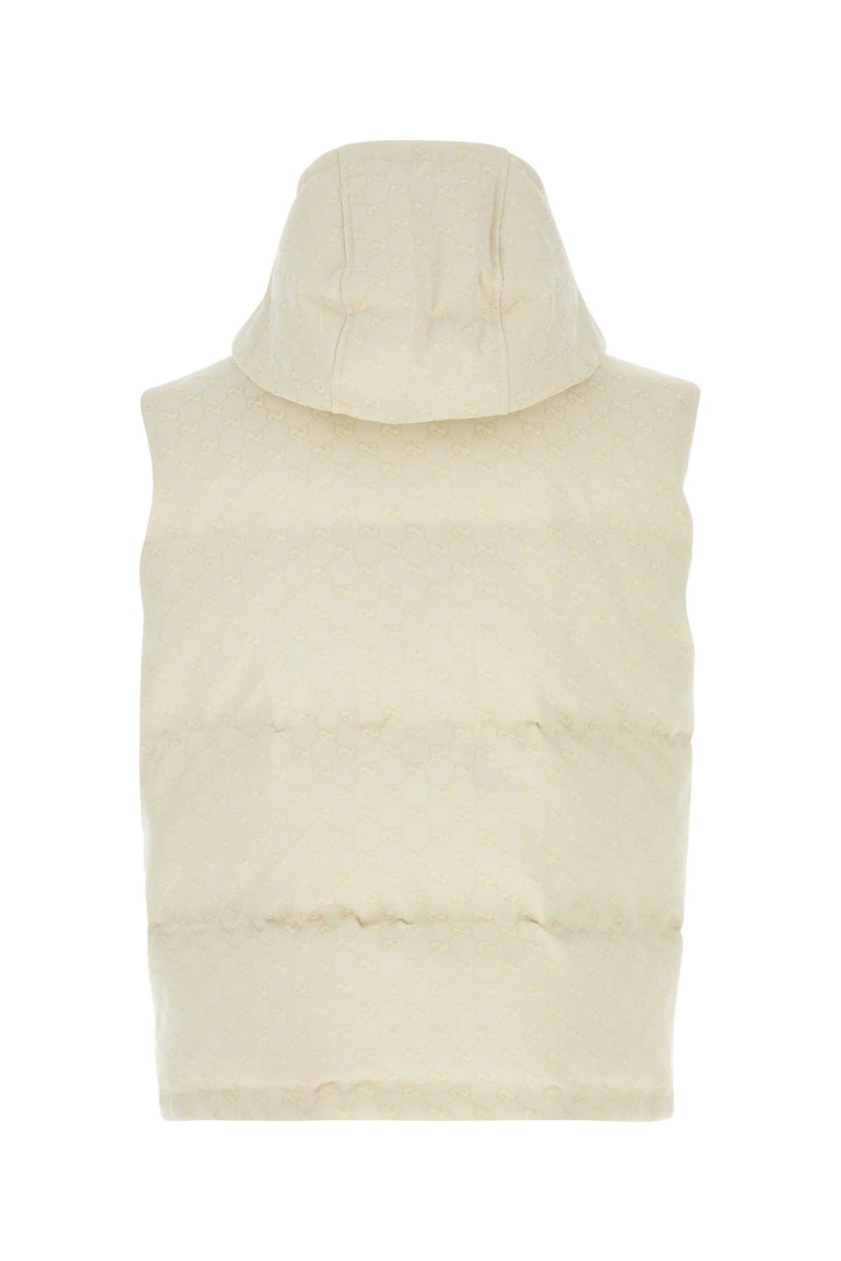 Shop Gucci Ivory Cotton Blend Down Jacket In Mediumcream