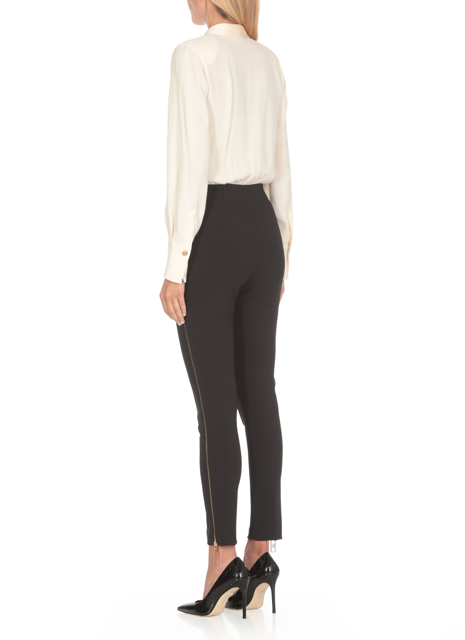 Shop Elisabetta Franchi Viscose Body Shirt In Ivory