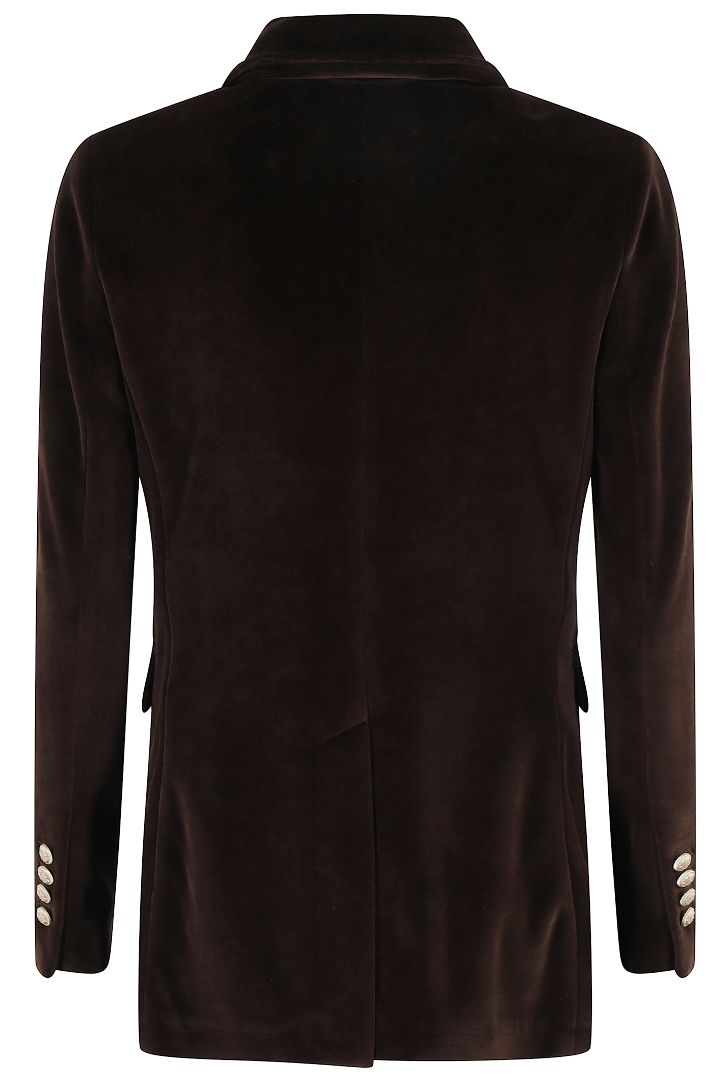 Circolo 1901 Velvet Double-breasted Jacket With Peak Lapels In Brown