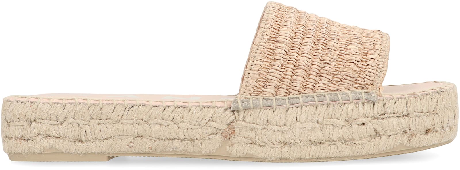 Manebi Raffia Slides In Beige