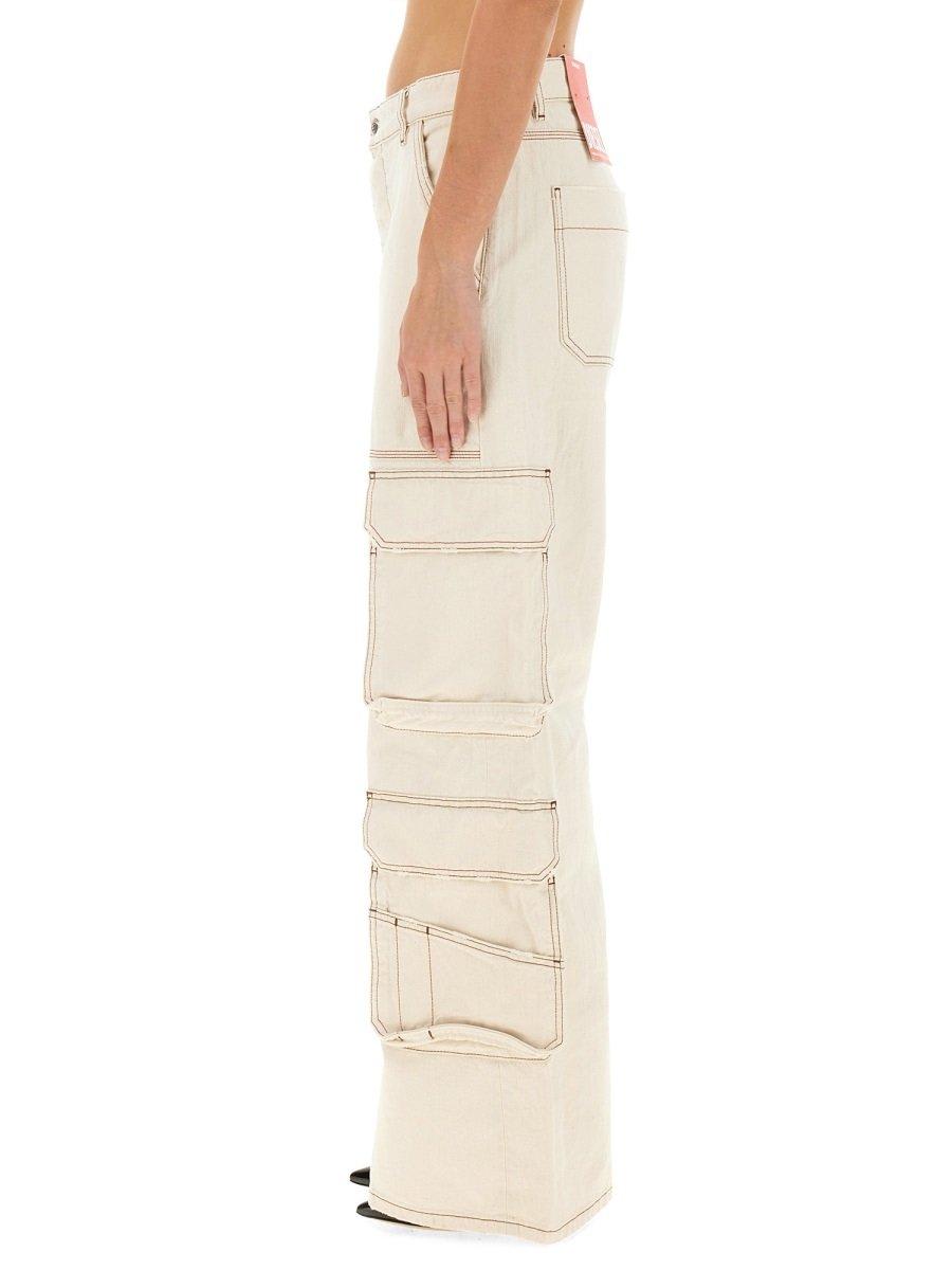 Diesel Cargo Trousers With Back Pockets And Belt Loops In White