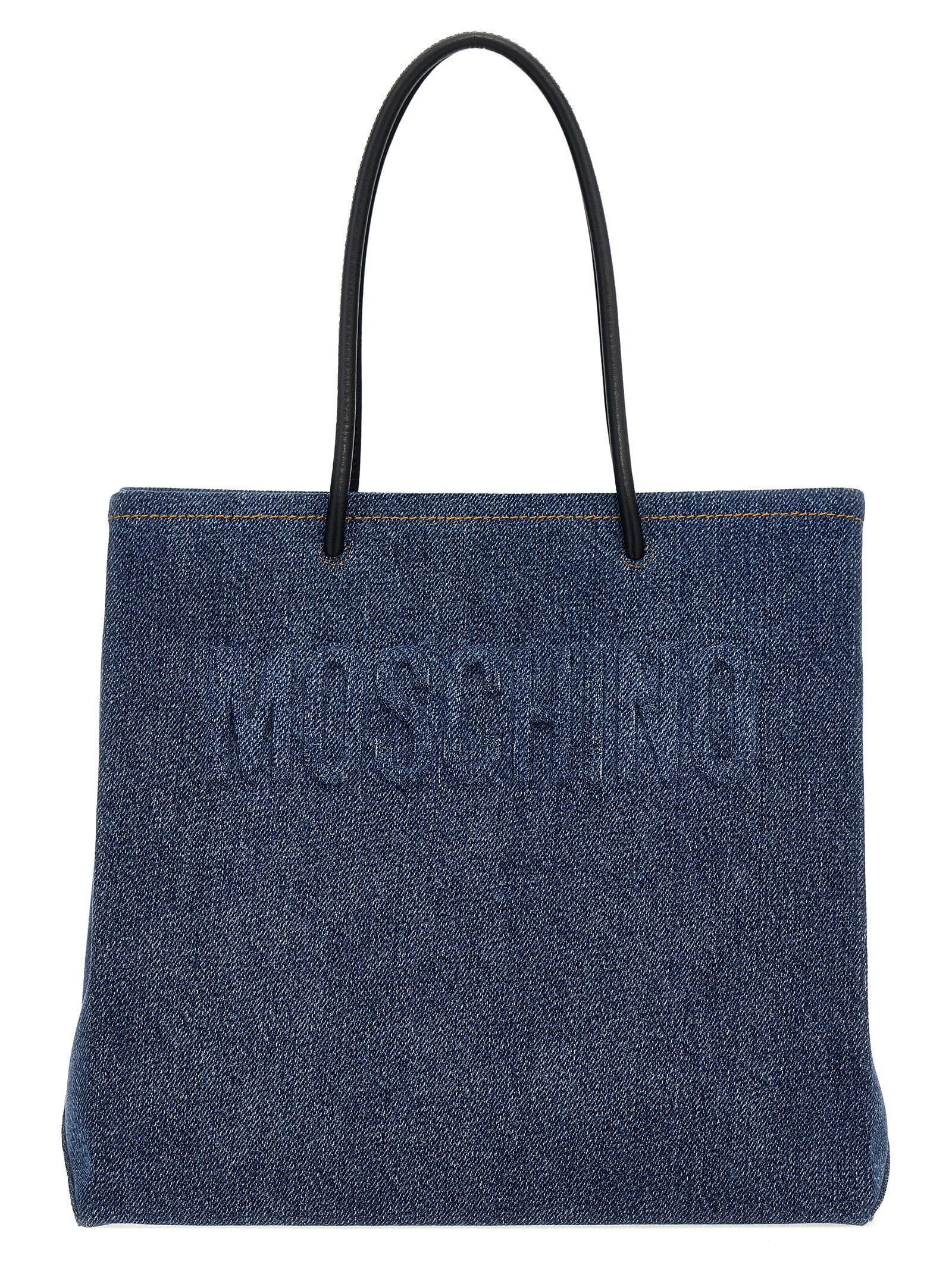 Shop Moschino Denim Shopping Bag In Blue