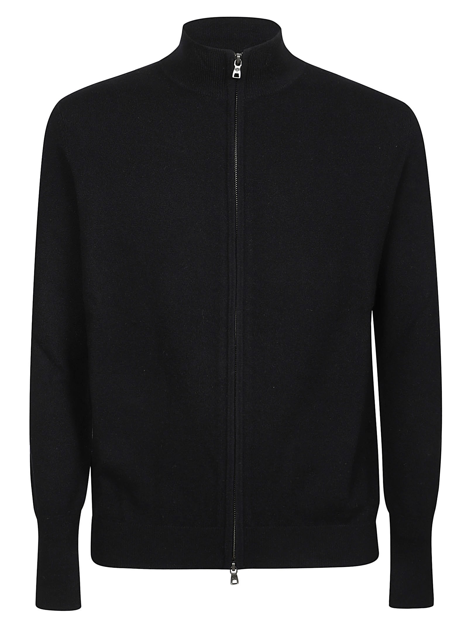 Shop Ballantyne Plain Full Zip Cardigan In Black