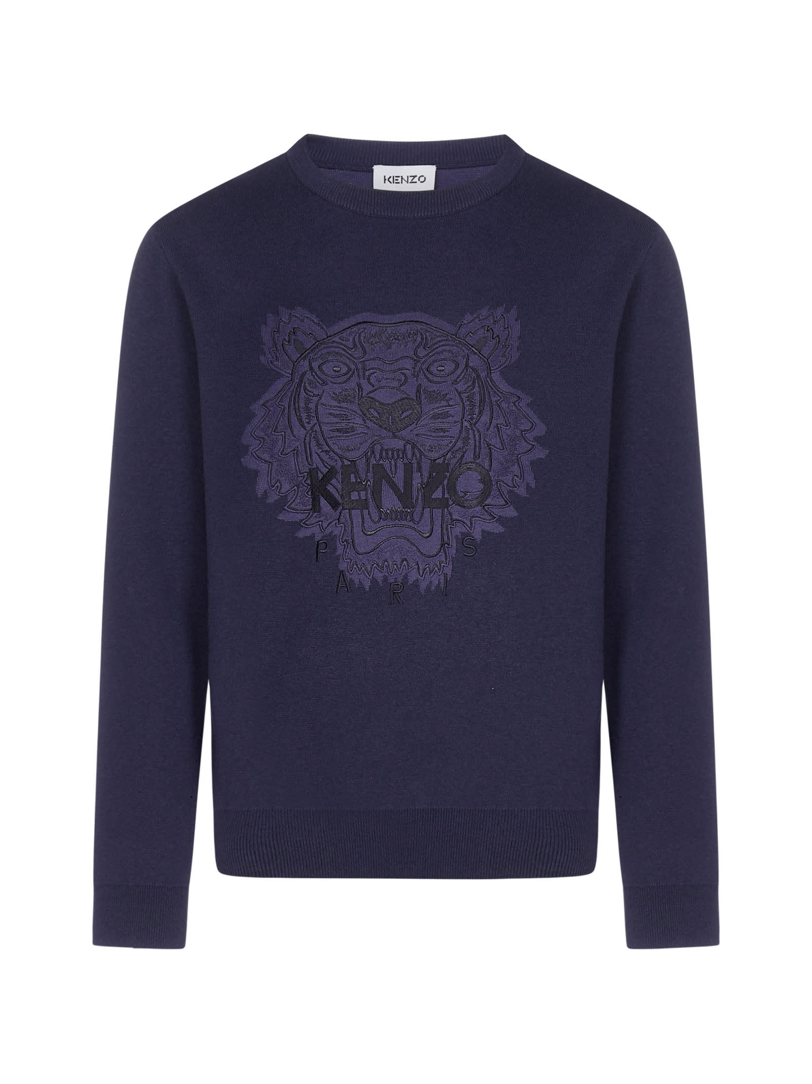 Kenzo Logo-tiger Cotton And Wool Sweater