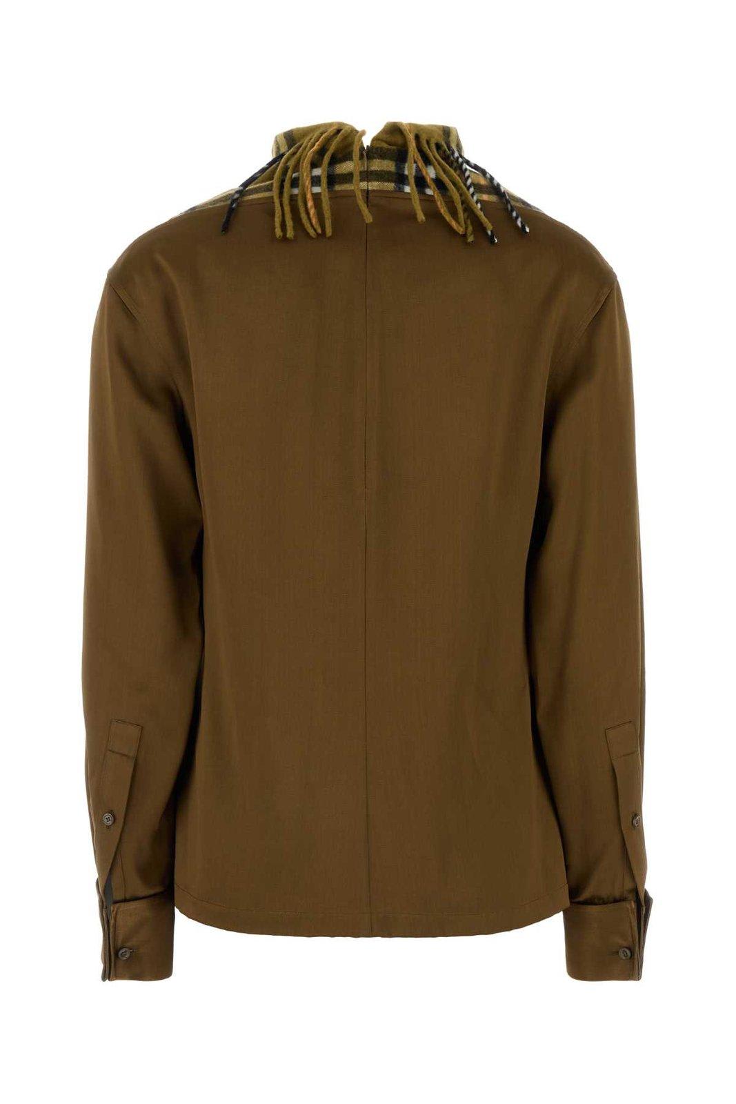 Burberry Checked Scarf Satin Top In Brown