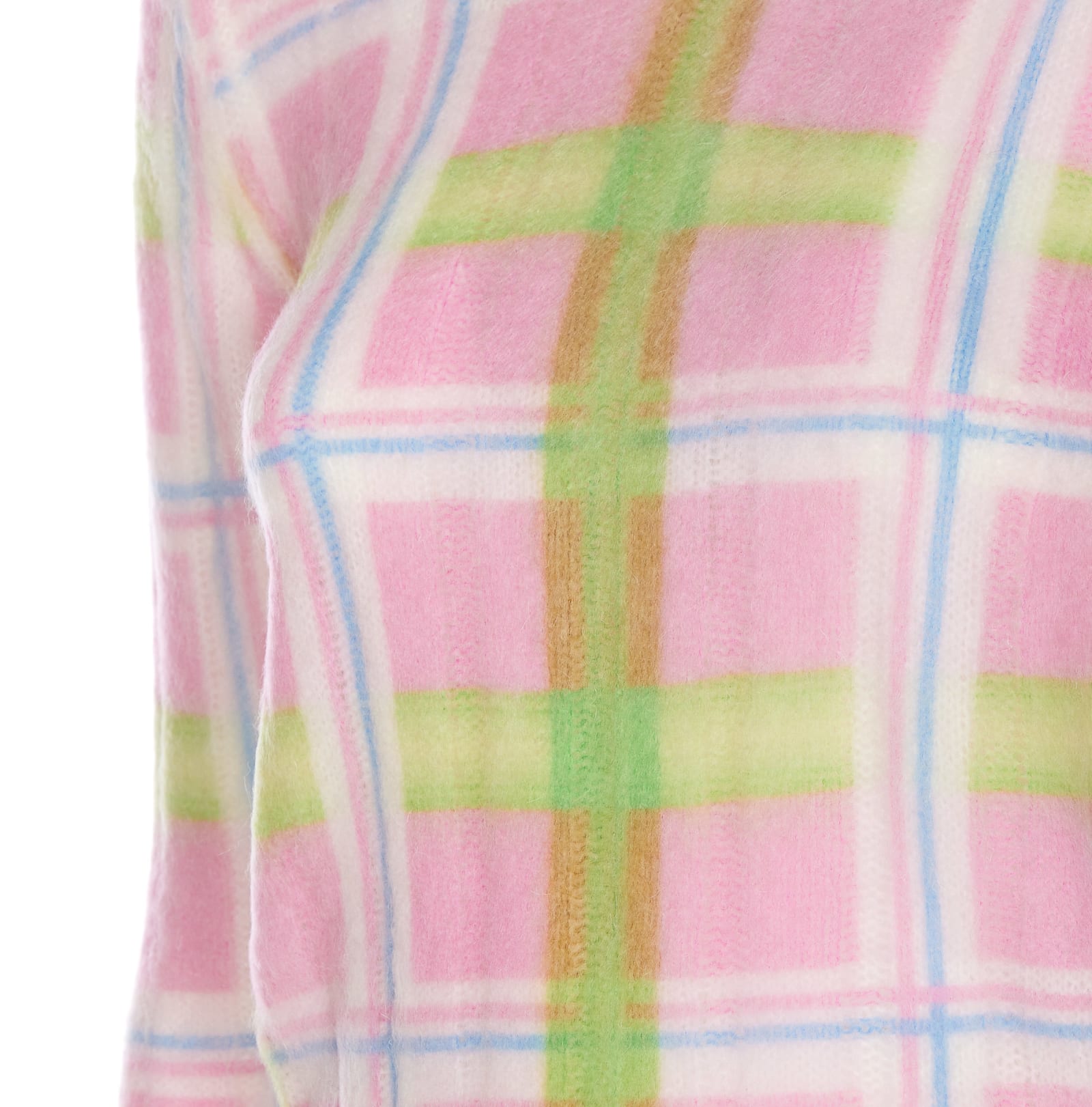 Shop Marni Mohair Brushed Checked Sweater In Pink